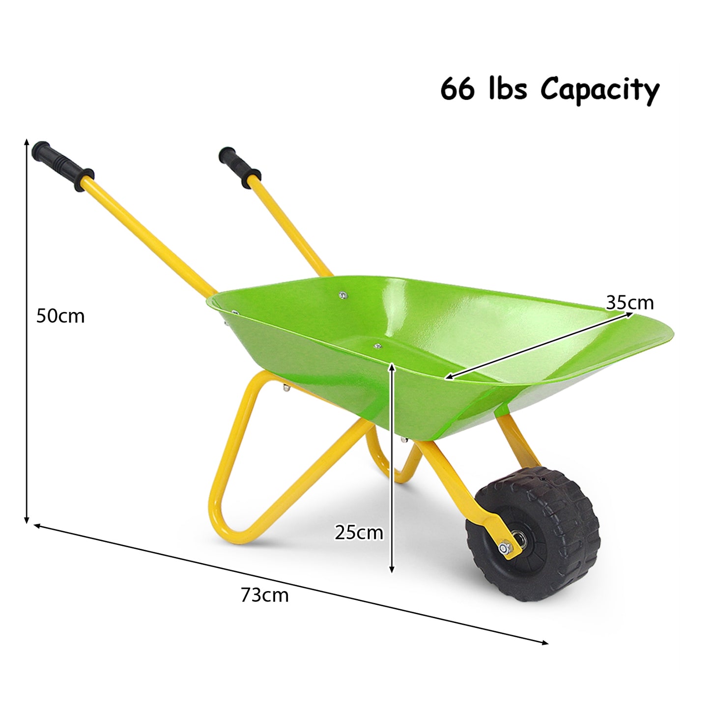 Outdoor Garden Backyard Play Toy Kids Metal Wheelbarrow-Light Green Kids Crystal