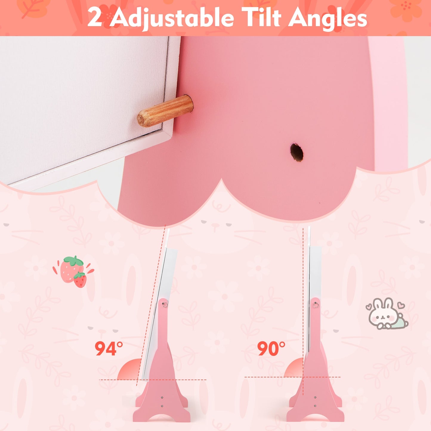 Kids Jewelry Armoire Cabinet with 2 Tilt Angles and Large Capacity-White Kids Crystal