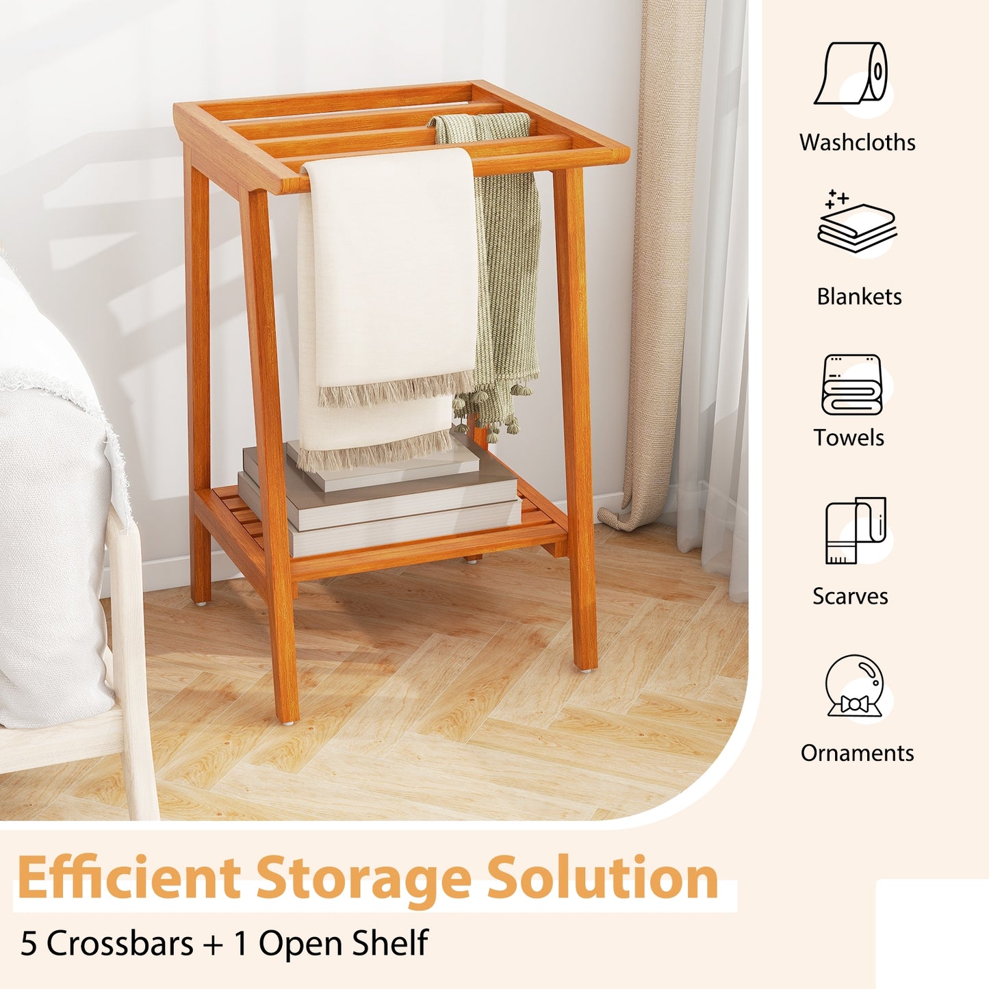 Freestanding Towel Rack with Storage Shelf for Bathroom Kids Crystal