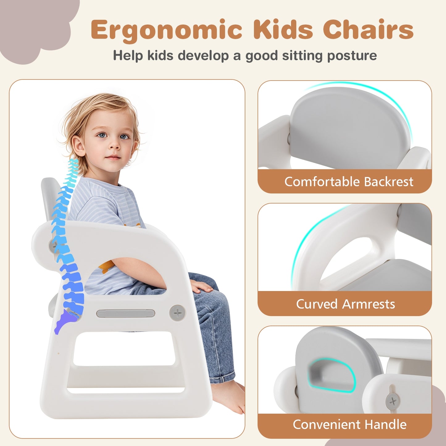 Kids Table and Chair Set with Building Blocks-Gray Kids Crystal