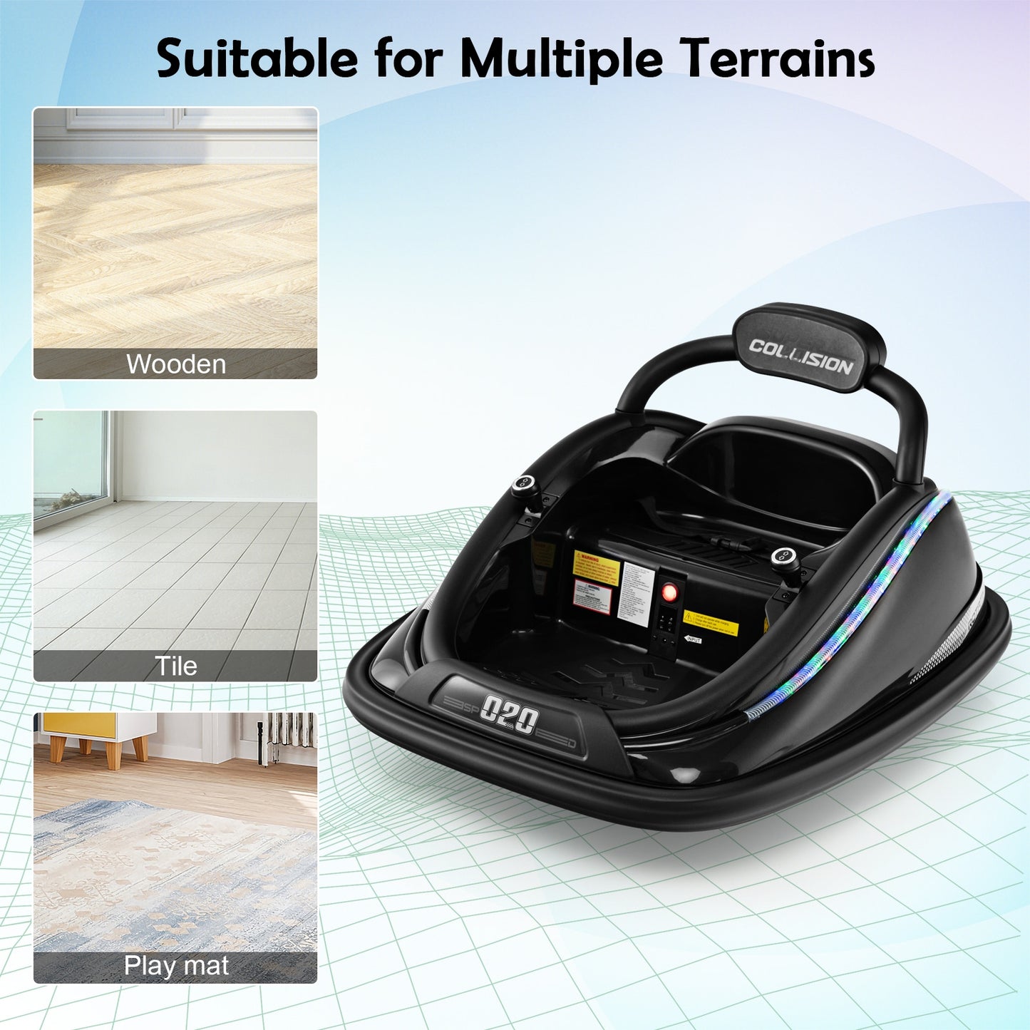 12V Kids Bumper Car Ride on Toy with Remote Control and 360 Degree Spin Rotation-Black Kids Crystal