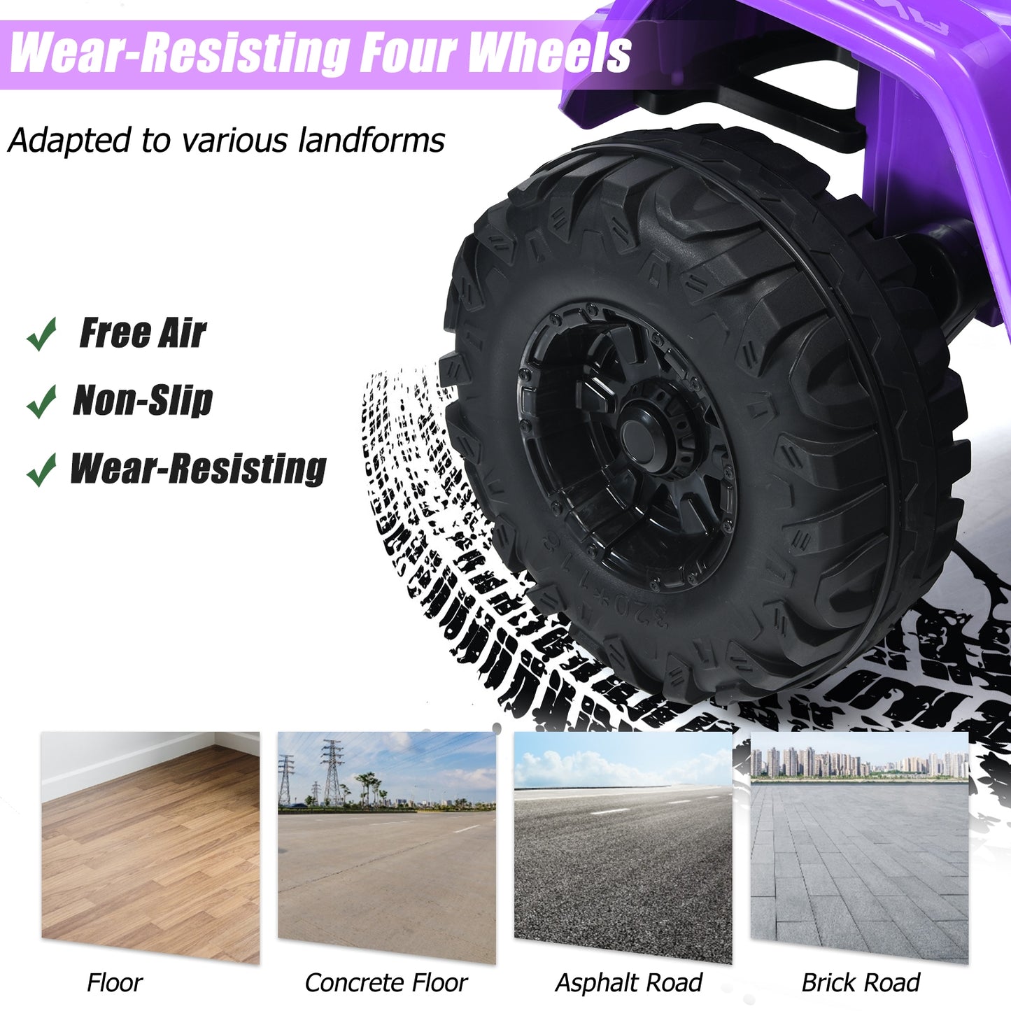 12V Kids Ride-on Jeep Car with 2.4 G Remote Control-Purple Kids Crystal