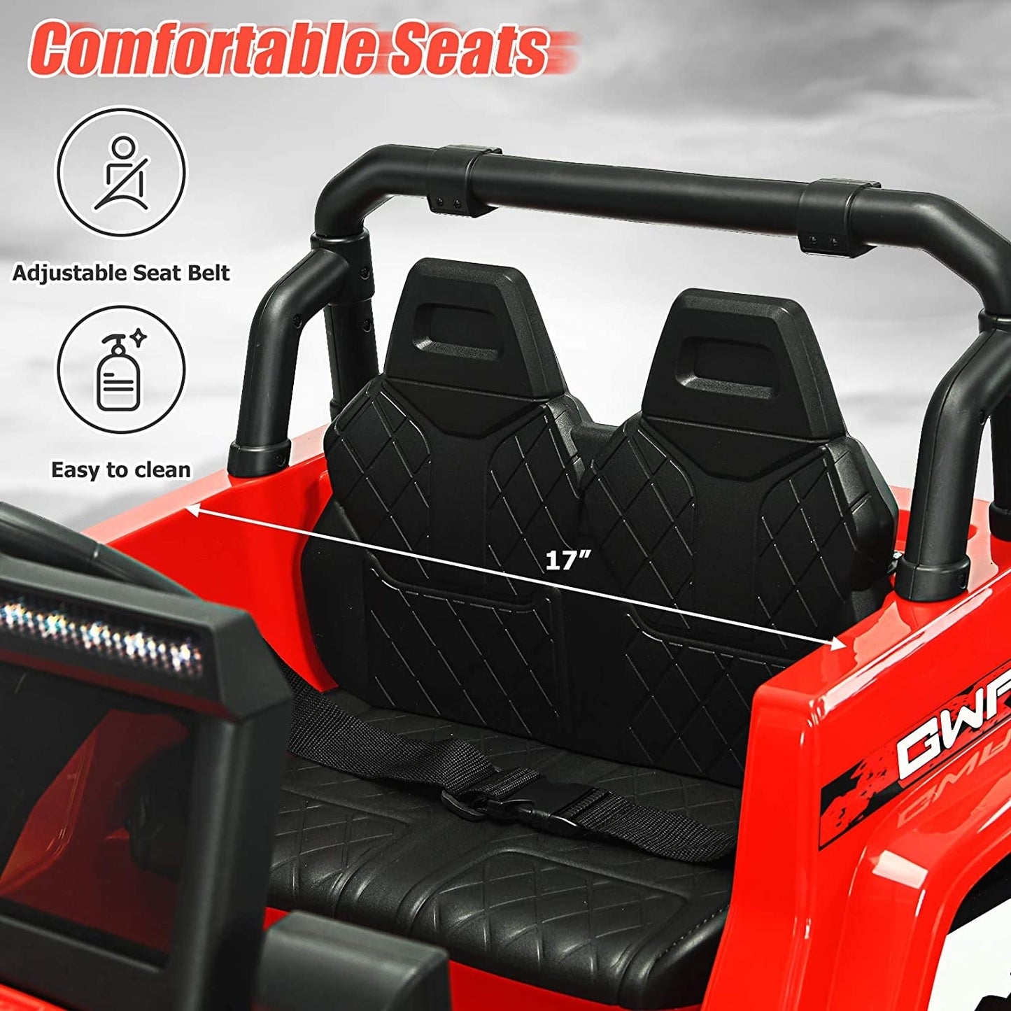 12V Kids Ride-on Jeep Car with 2.4 G Remote Control-Red Kids Crystal