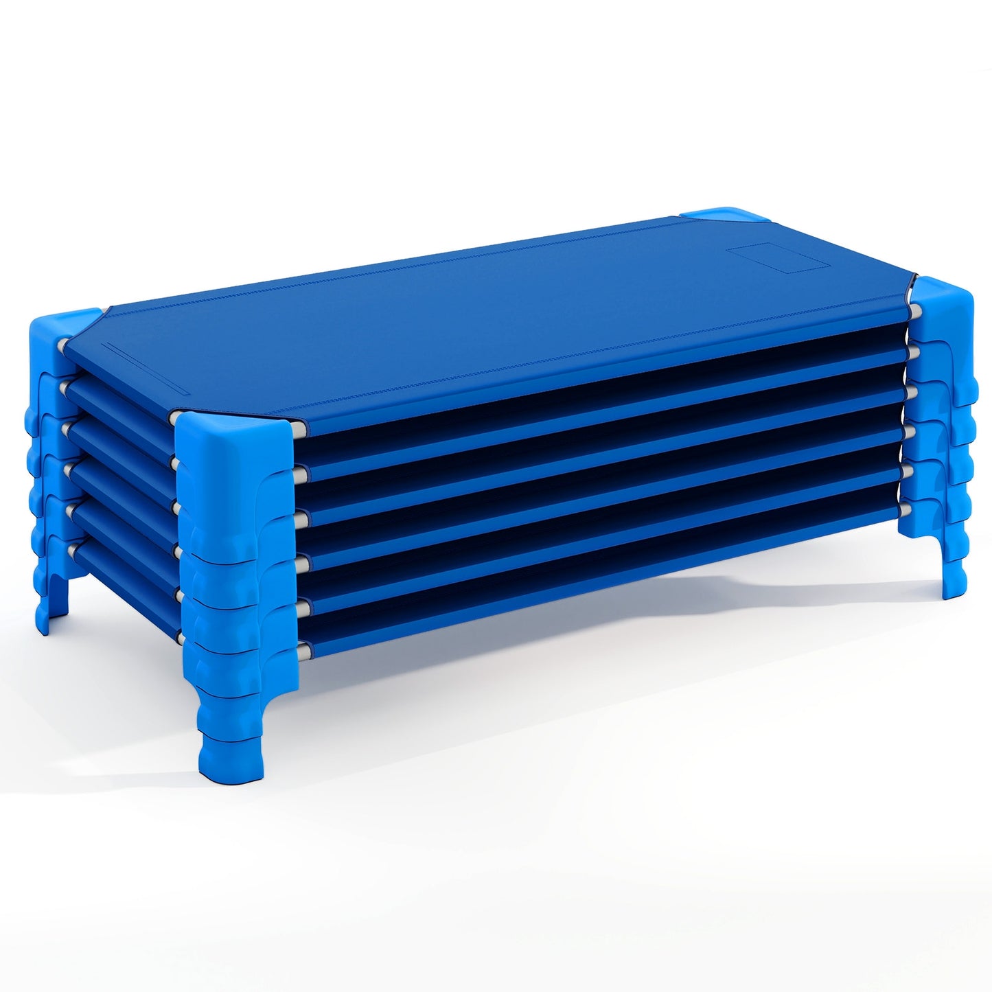 Portable 6 Pack Stackable Daycare Cots Sleeping Bed for Kids 53 Inch-Blue Kids Crystal