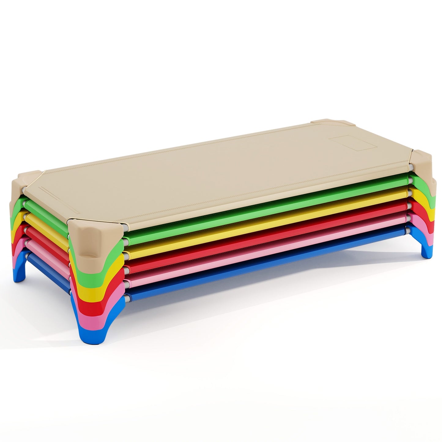 Portable 6 Pack Stackable Daycare Cots Sleeping Bed for Kids 52 Inch-Multicolor Kids Crystal