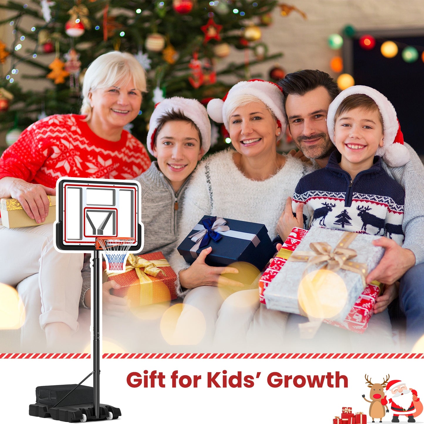 Portable Basketball Hoop Adjustable Basketball Goal System Kids Crystal