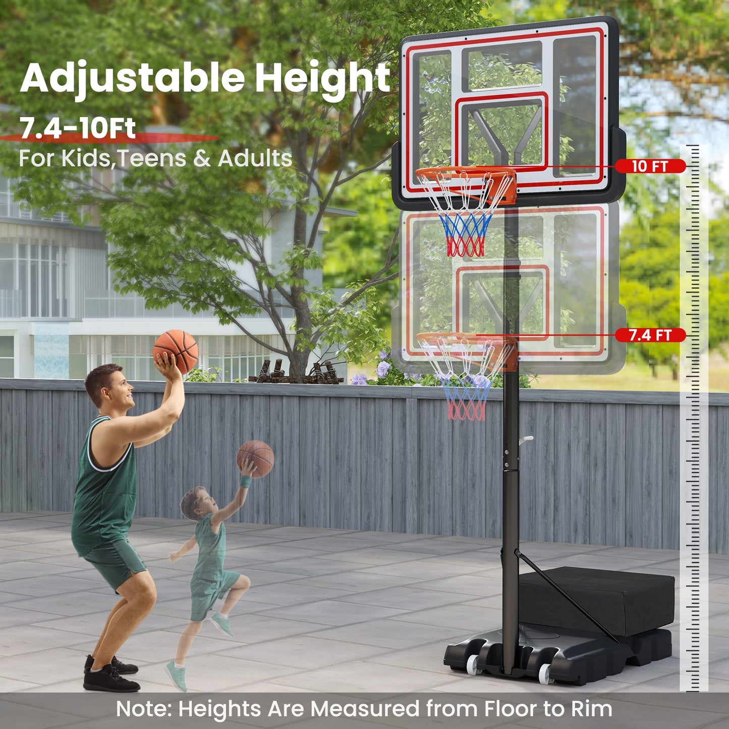 Portable Basketball Hoop Adjustable Basketball Goal System Kids Crystal