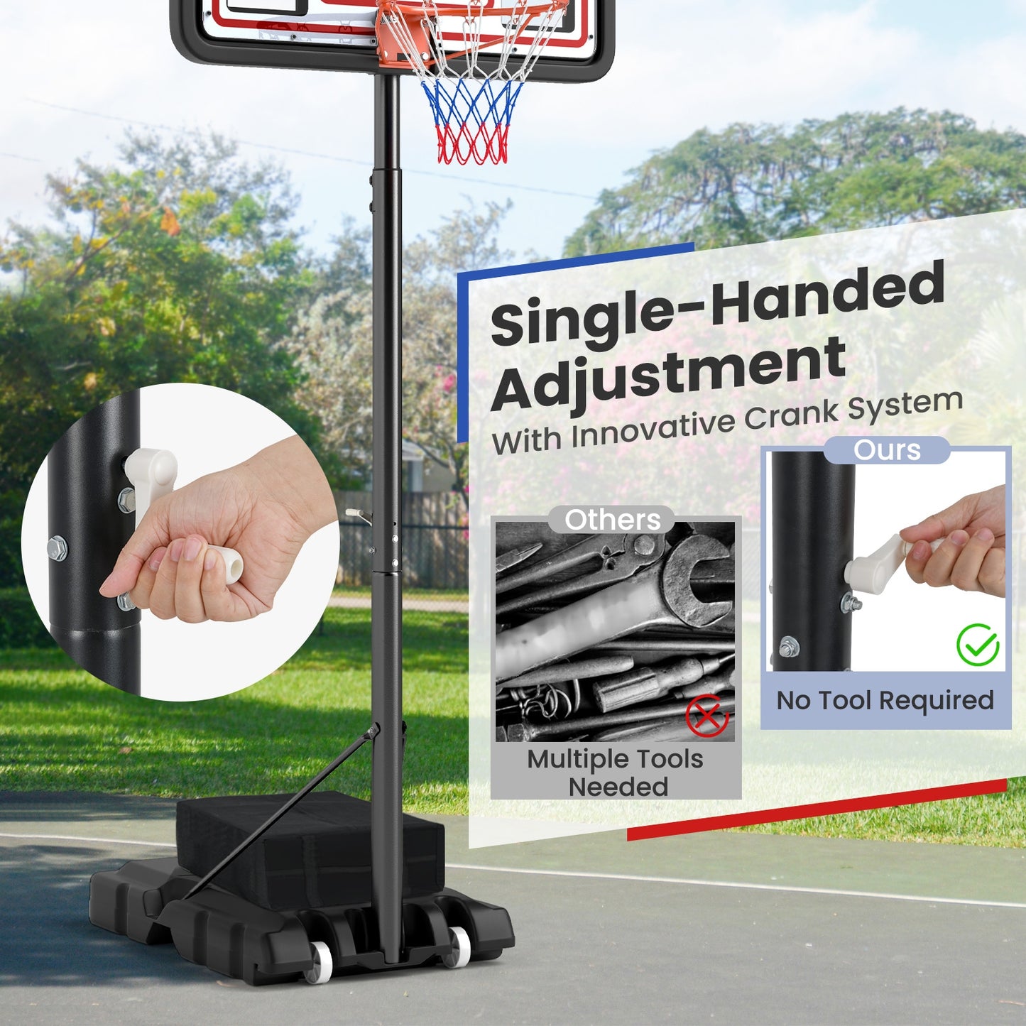 Portable Basketball Hoop Adjustable Basketball Goal System Kids Crystal