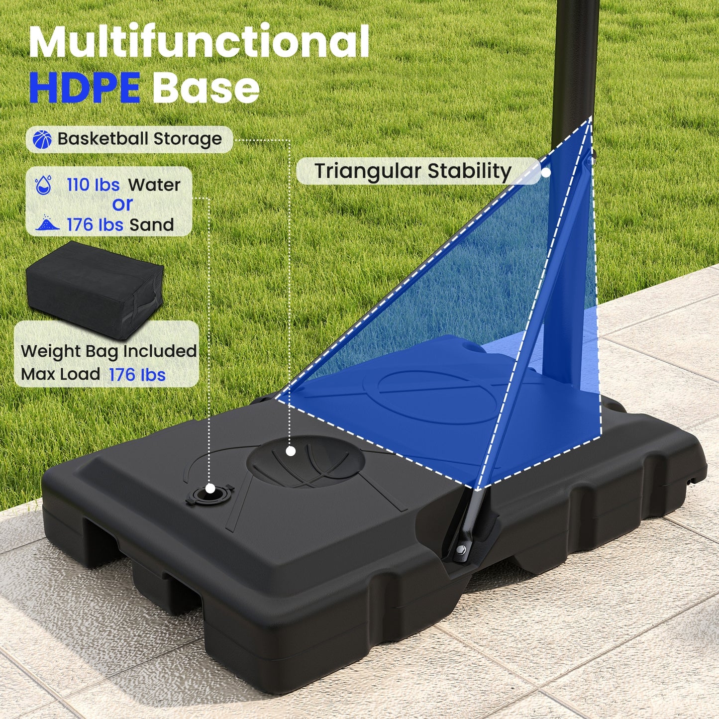 Portable Basketball Hoop Adjustable Basketball Goal System Kids Crystal