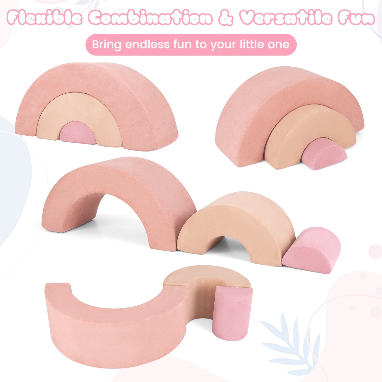 3 Piece Toddlers Climbing Toys Indoor Soft Play Equipment Playset-Pink Kids Crystal