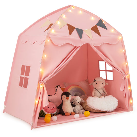 Kids Play Tent Bed Tent with String Lights Extra Large Playhouse Tent-Pink Kids Crystal