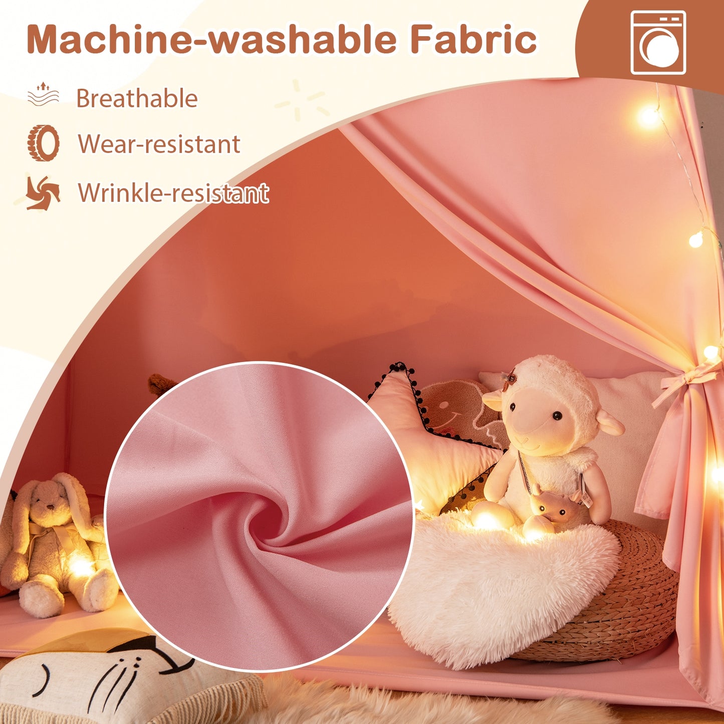 Kids Play Tent Bed Tent with String Lights Extra Large Playhouse Tent-Pink Kids Crystal