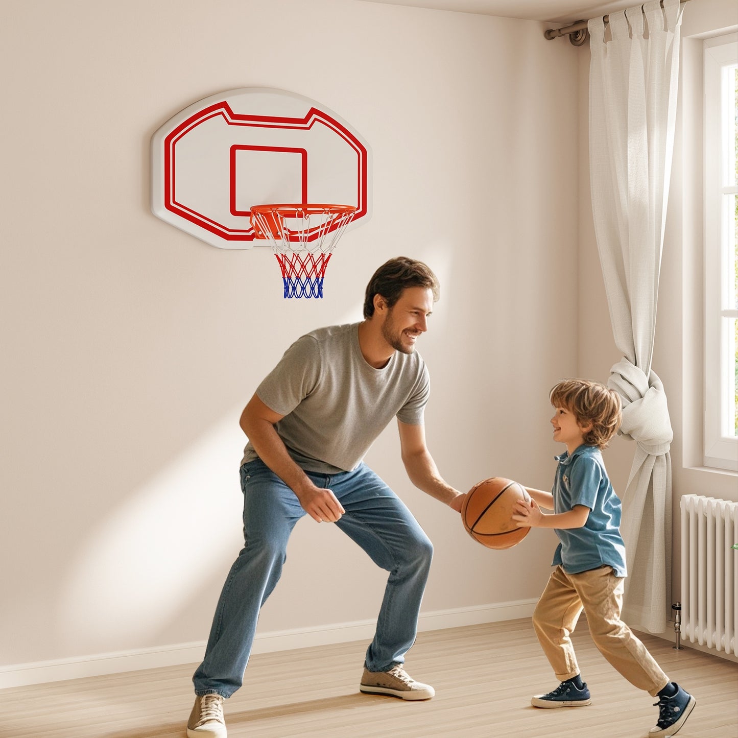 Large Wall Mounted Basketball Hoop with Shatter-proof Backboard Kids Crystal