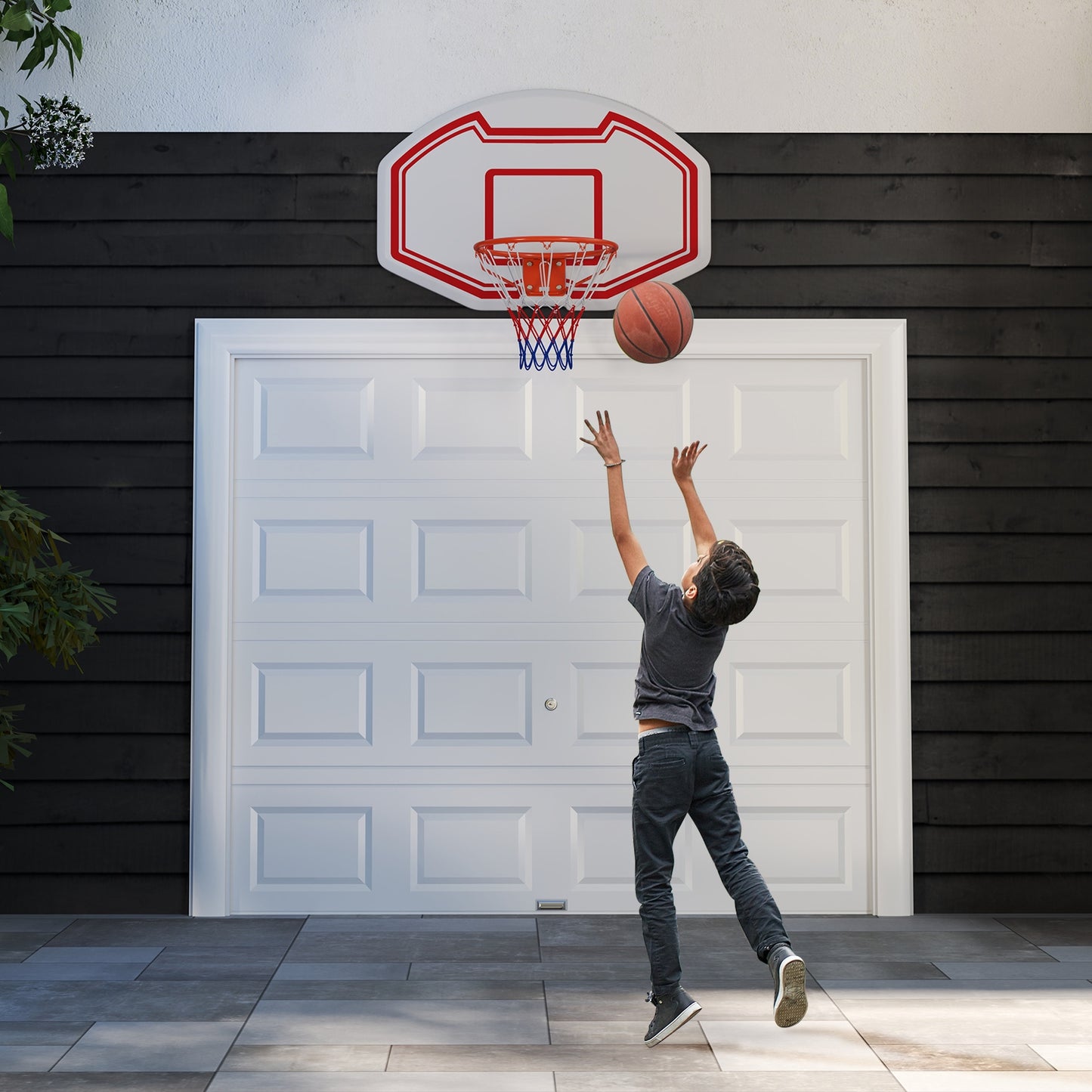 Large Wall Mounted Basketball Hoop with Shatter-proof Backboard Kids Crystal