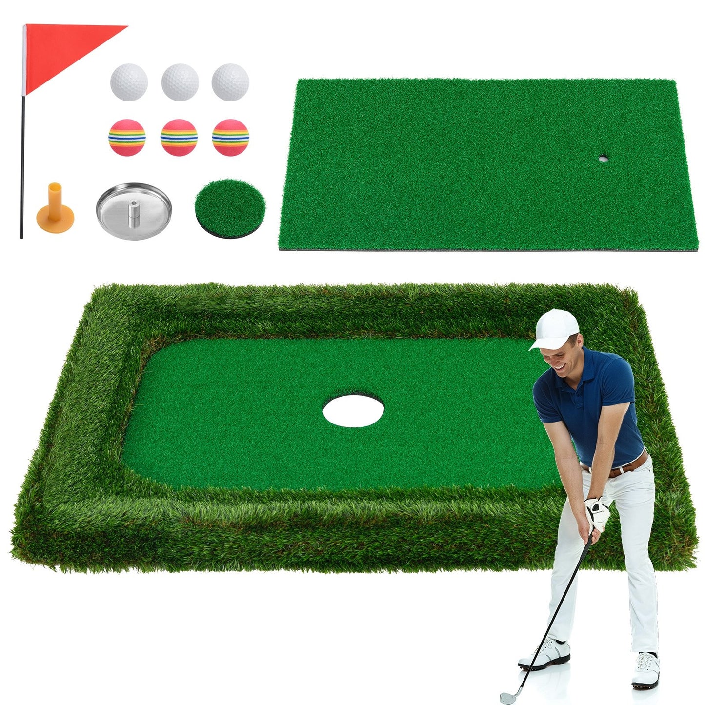 37.5 x 25.5 Inch Floating Golf Green for Pool Chipping Green Mat Kids Crystal