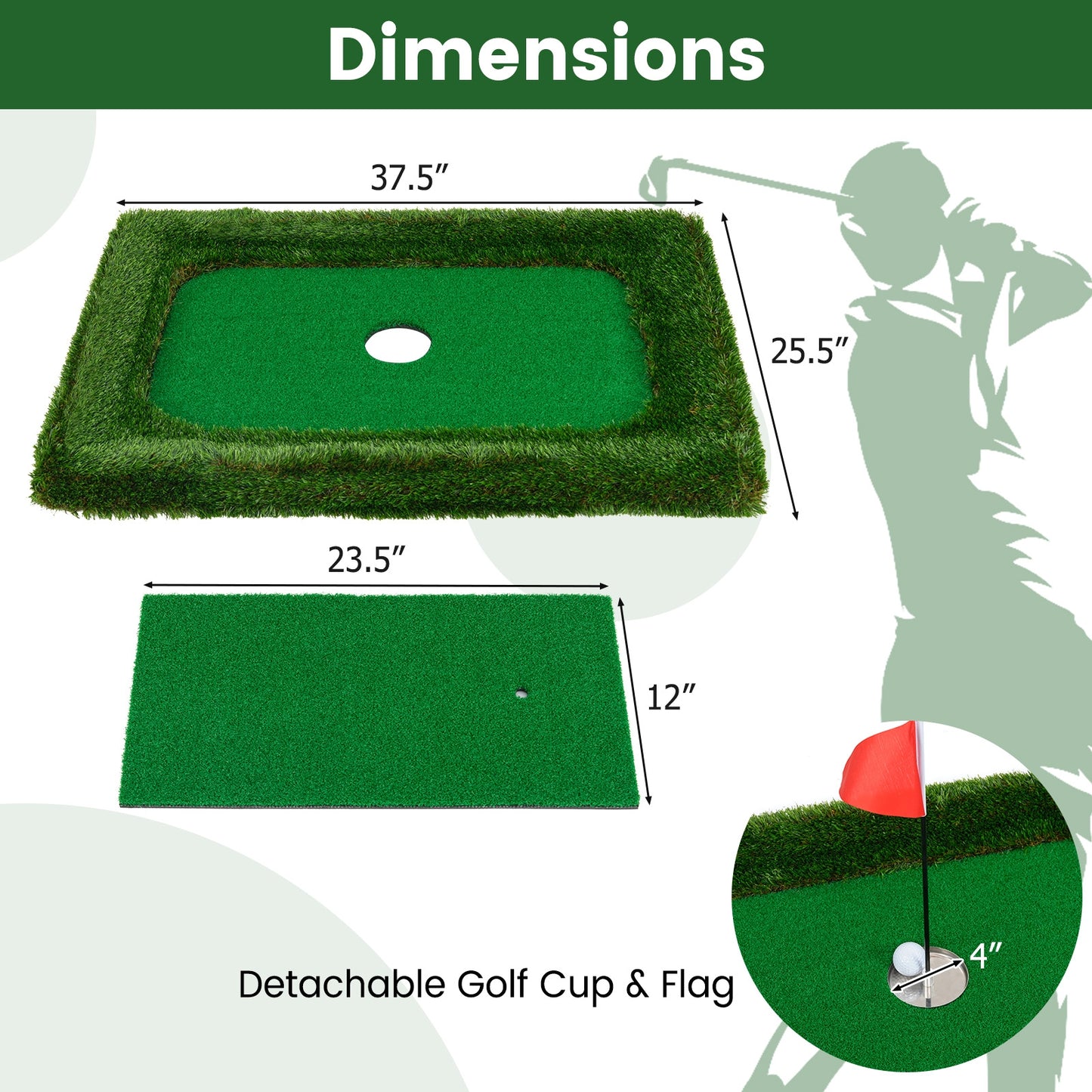 37.5 x 25.5 Inch Floating Golf Green for Pool Chipping Green Mat Kids Crystal