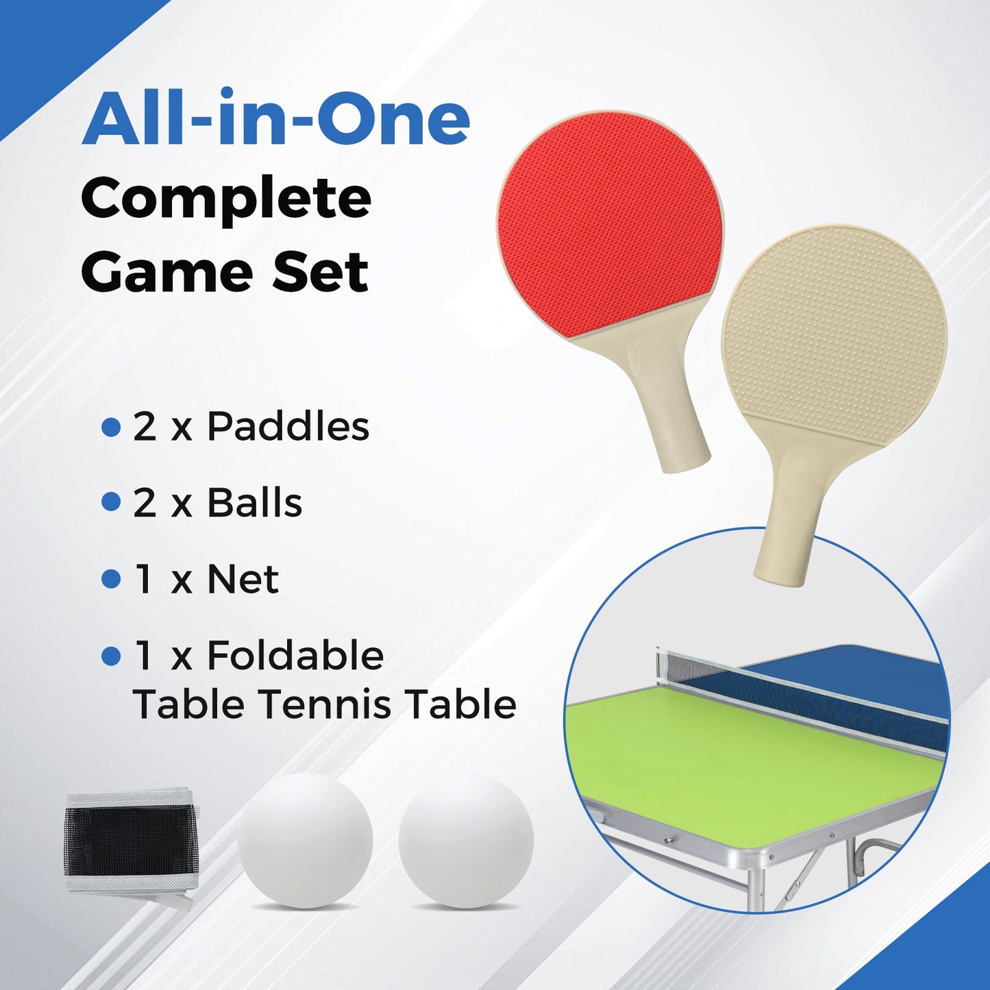 Foldable Ping Pong Table Game Set Mini Table Tennis Table with Adjustable Height-Blue & Green Kids Crystal