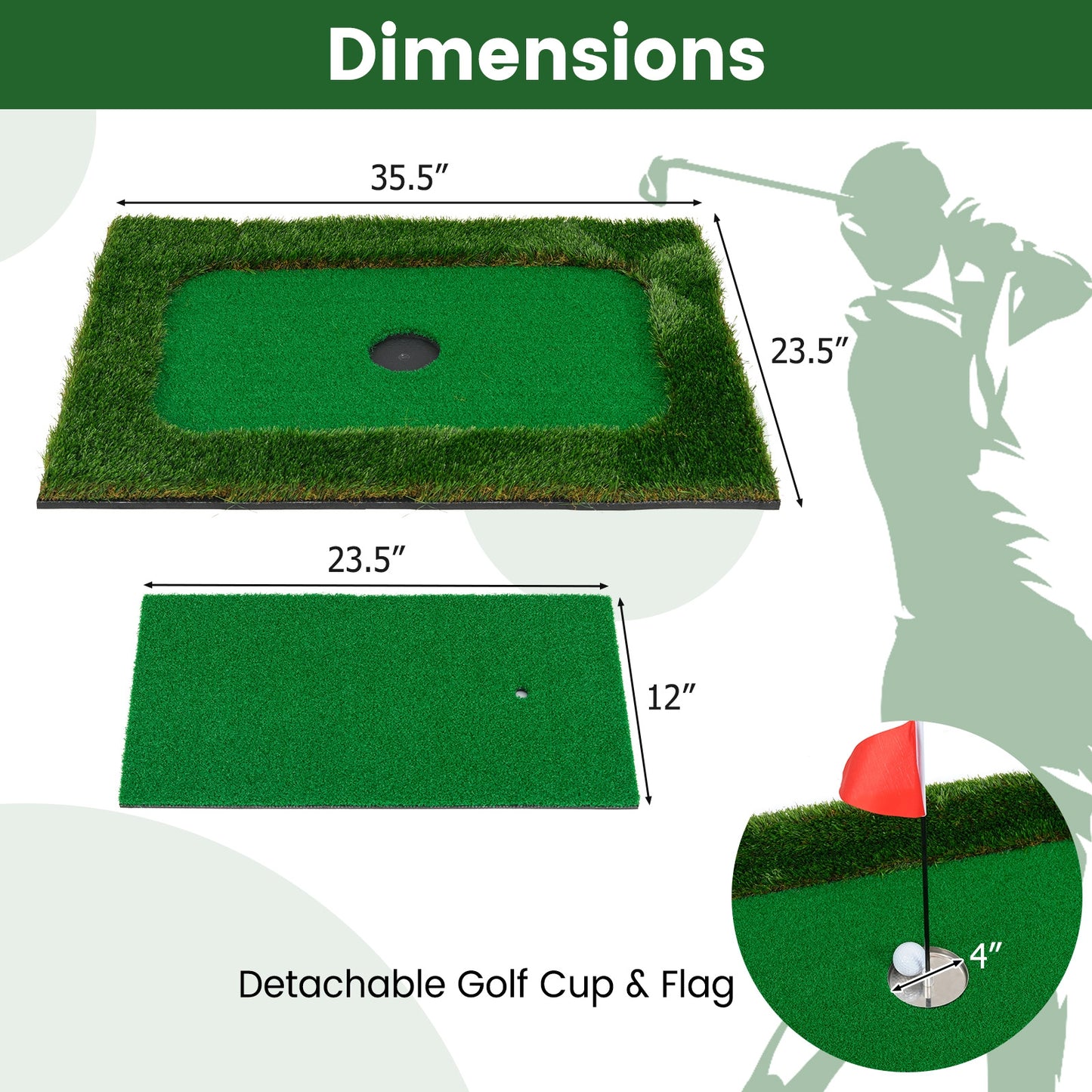 Floating Golf Green for Pool with 6 Golf Balls and Golf Flag Kids Crystal