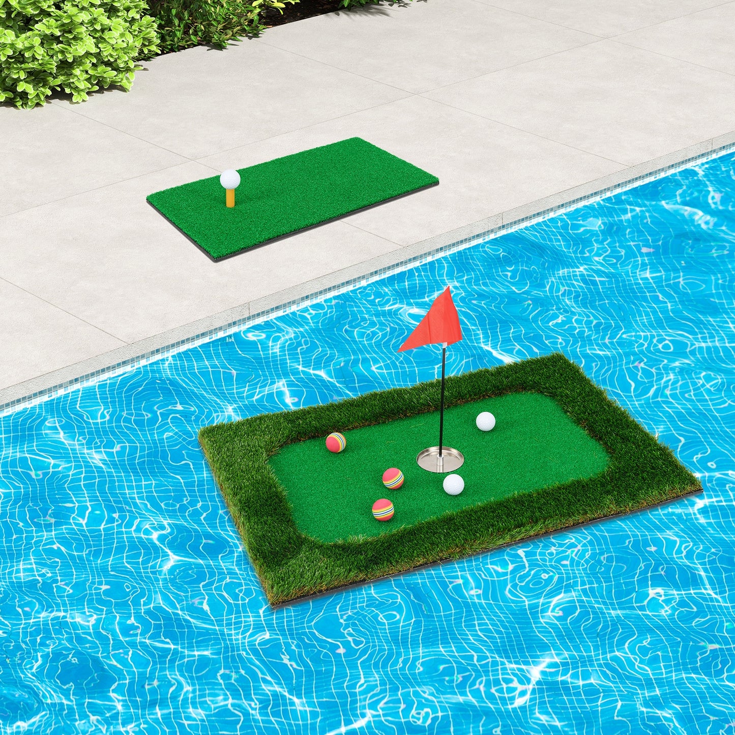 Floating Golf Green for Pool with 6 Golf Balls and Golf Flag Kids Crystal
