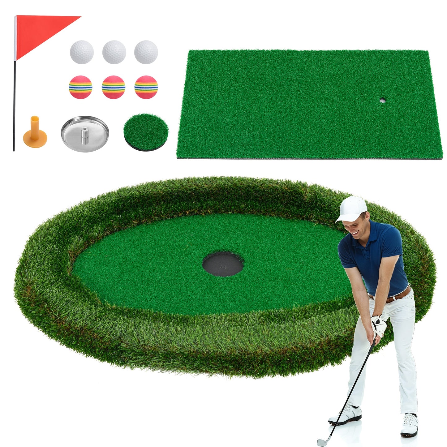 Floating Golf Green Oval Floating Chipping for Pool Kids Crystal