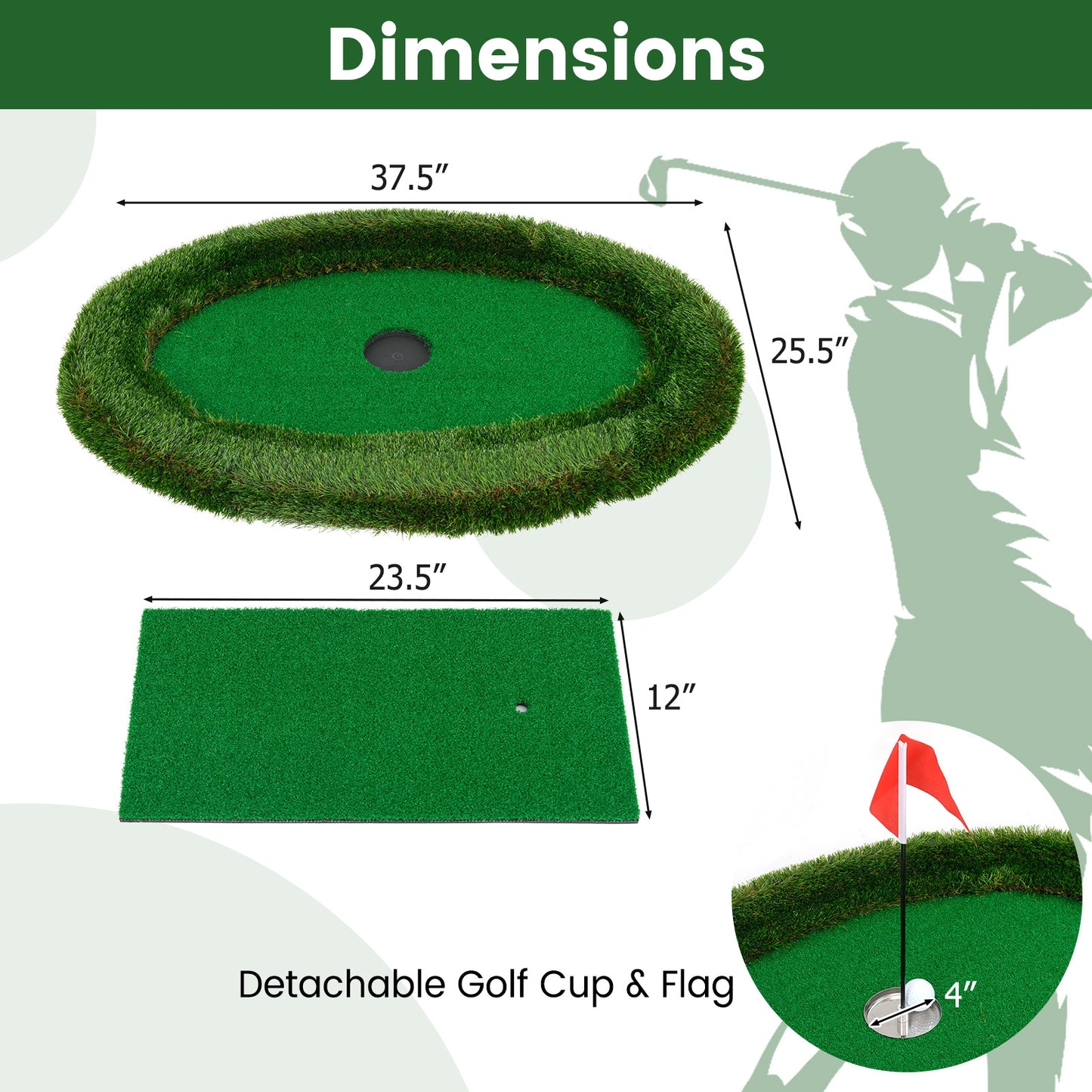 Floating Golf Green Oval Floating Chipping for Pool Kids Crystal