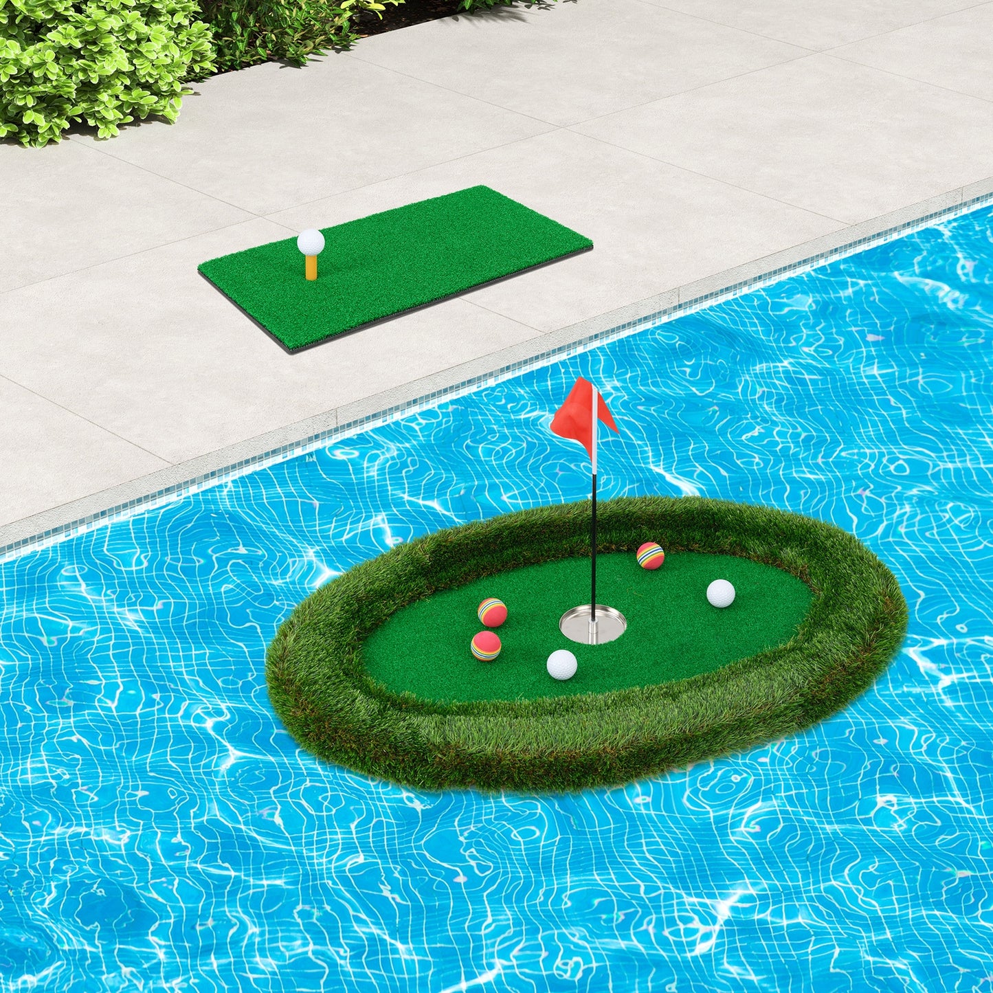 Floating Golf Green Oval Floating Chipping for Pool Kids Crystal