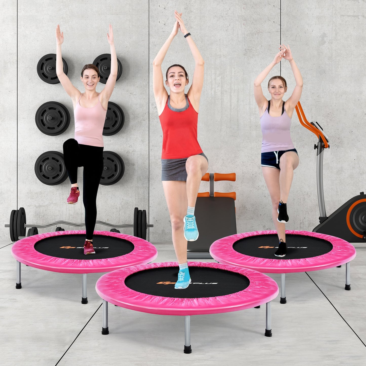 36 Inch Mini Folding Trampoline Portable Recreational Fitness Rebounder-Pink Kids Crystal