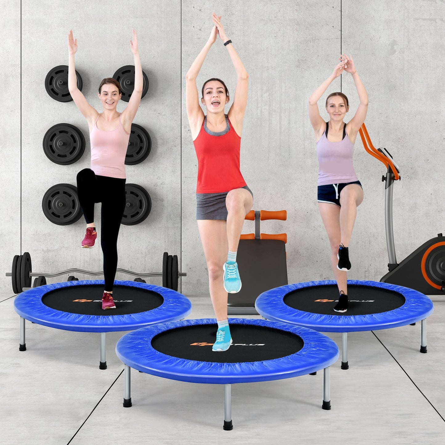 36 Inch Mini Folding Trampoline Portable Recreational Fitness Rebounder-Blue Kids Crystal