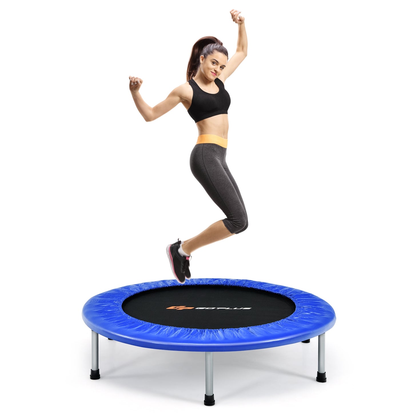 36 Inch Mini Folding Trampoline Portable Recreational Fitness Rebounder-Blue Kids Crystal