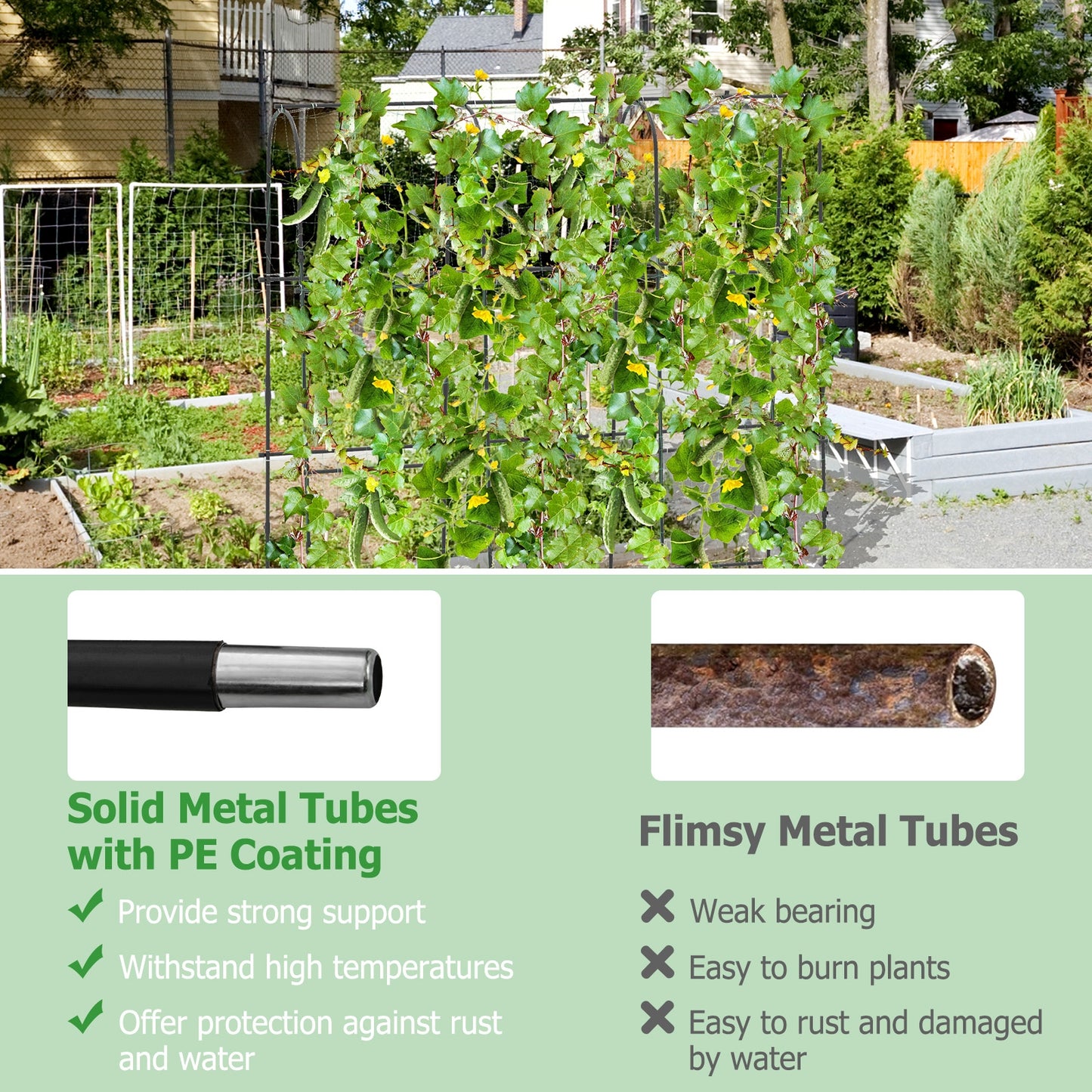 71 x 71 Inch U-Shaped Tall Garden Arched Trellis for Climbing Plants Kids Crystal