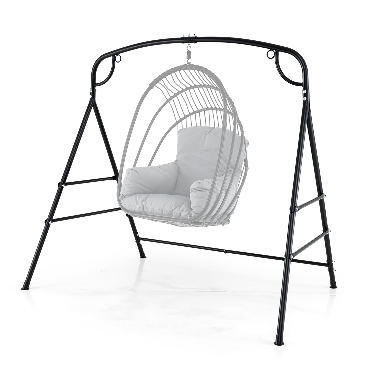 Outdoor Metal Swing Stand with 4 Support Bars and 2 Hanging Ways-Black