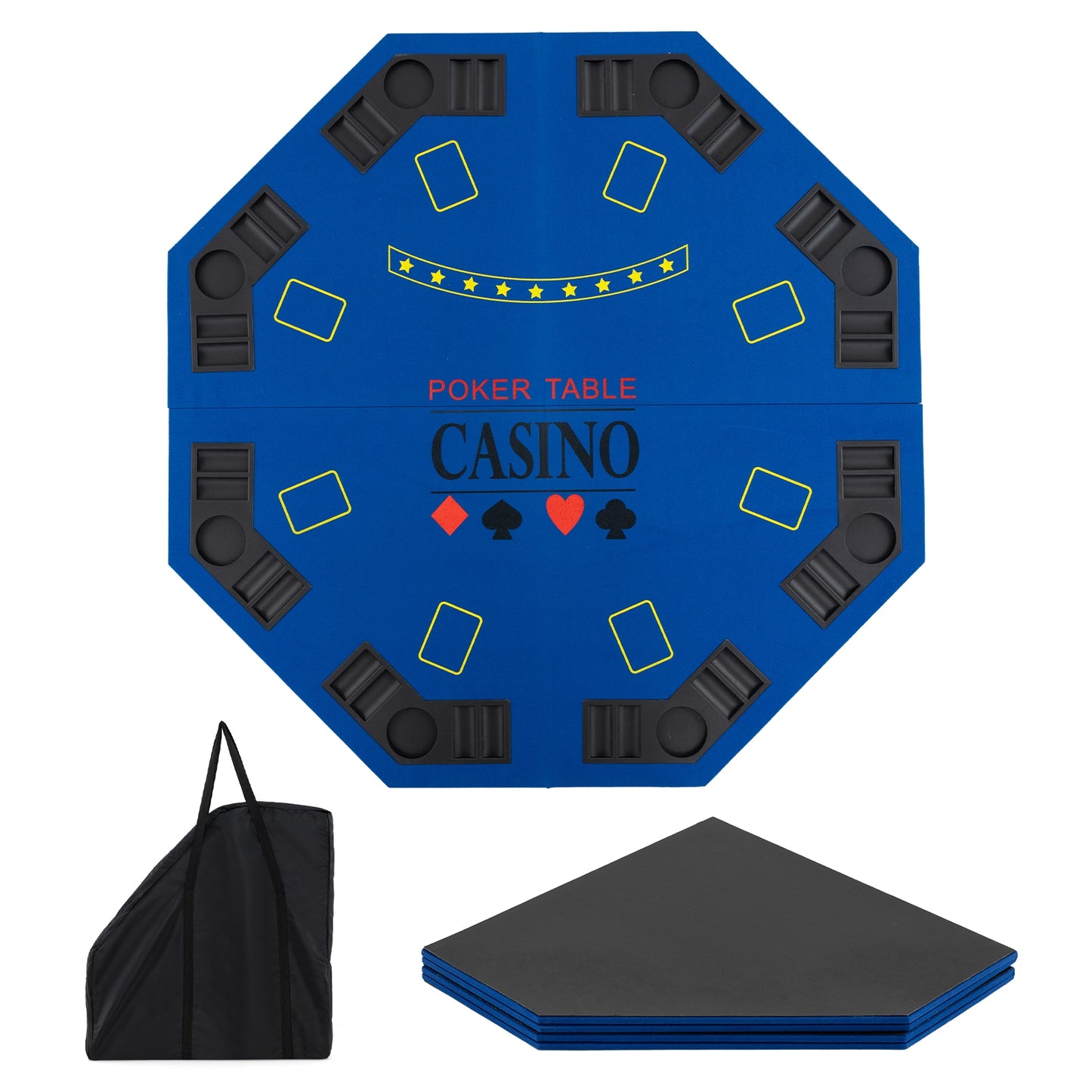 8-Player Foldable Poker Table Top with Carrying Bag-Blue Kids Crystal