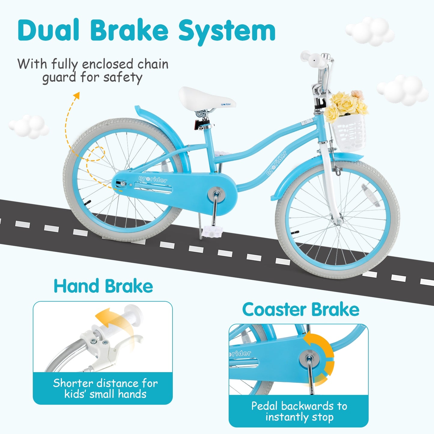 20 Inch Kids Bike with Dual Brakes and Adjustable Seat Kids Crystal