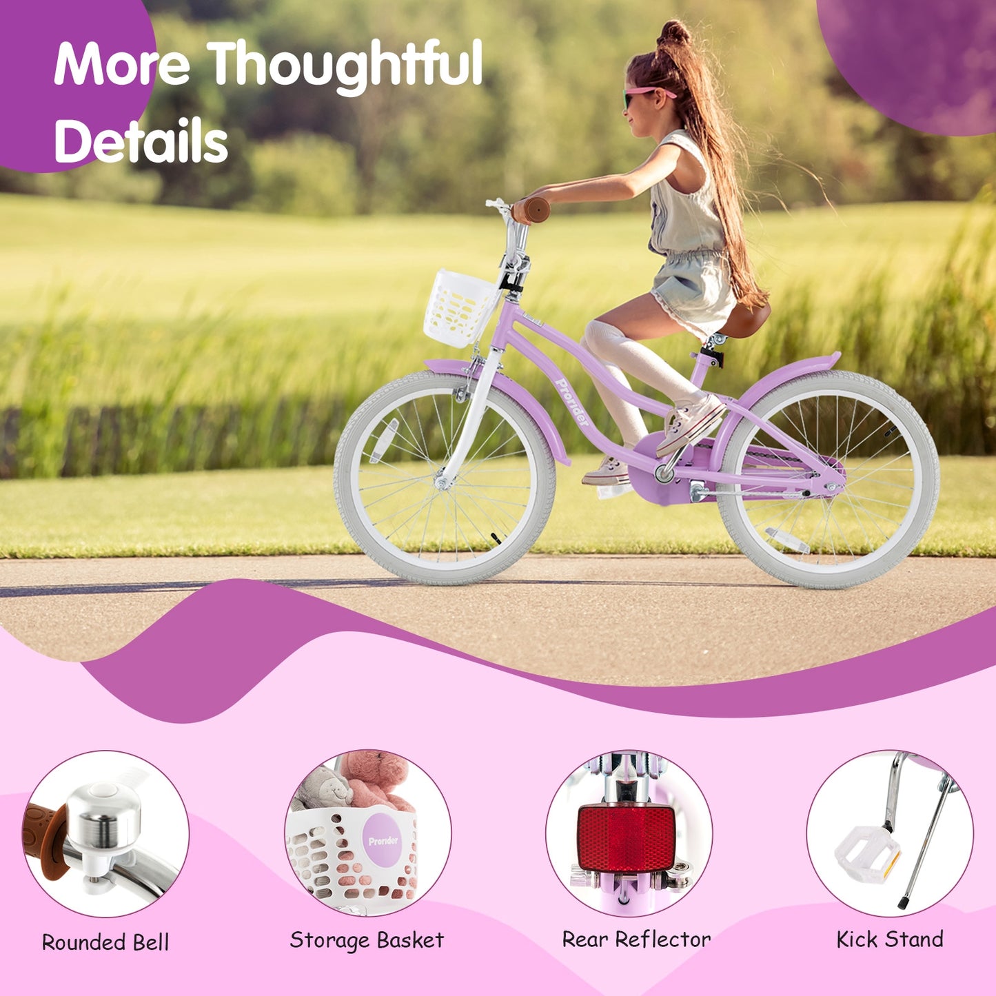 20 Inch Adjustable Kids Bike with 2 Brake System Kids Crystal
