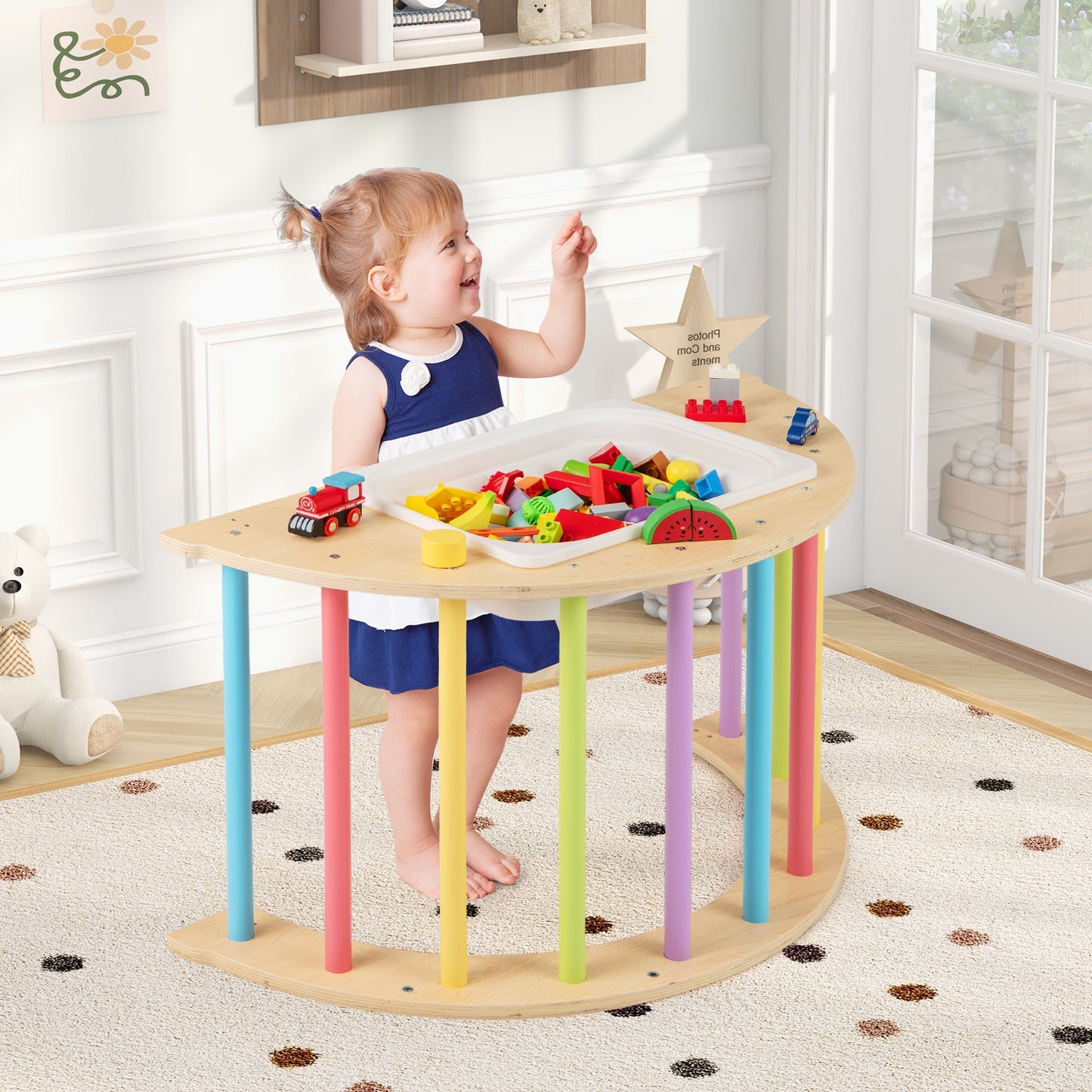6 in 1 Kids Climbing Arch Playset wIth Removable Cushion and Stoppers-Multicolor Kids Crystal