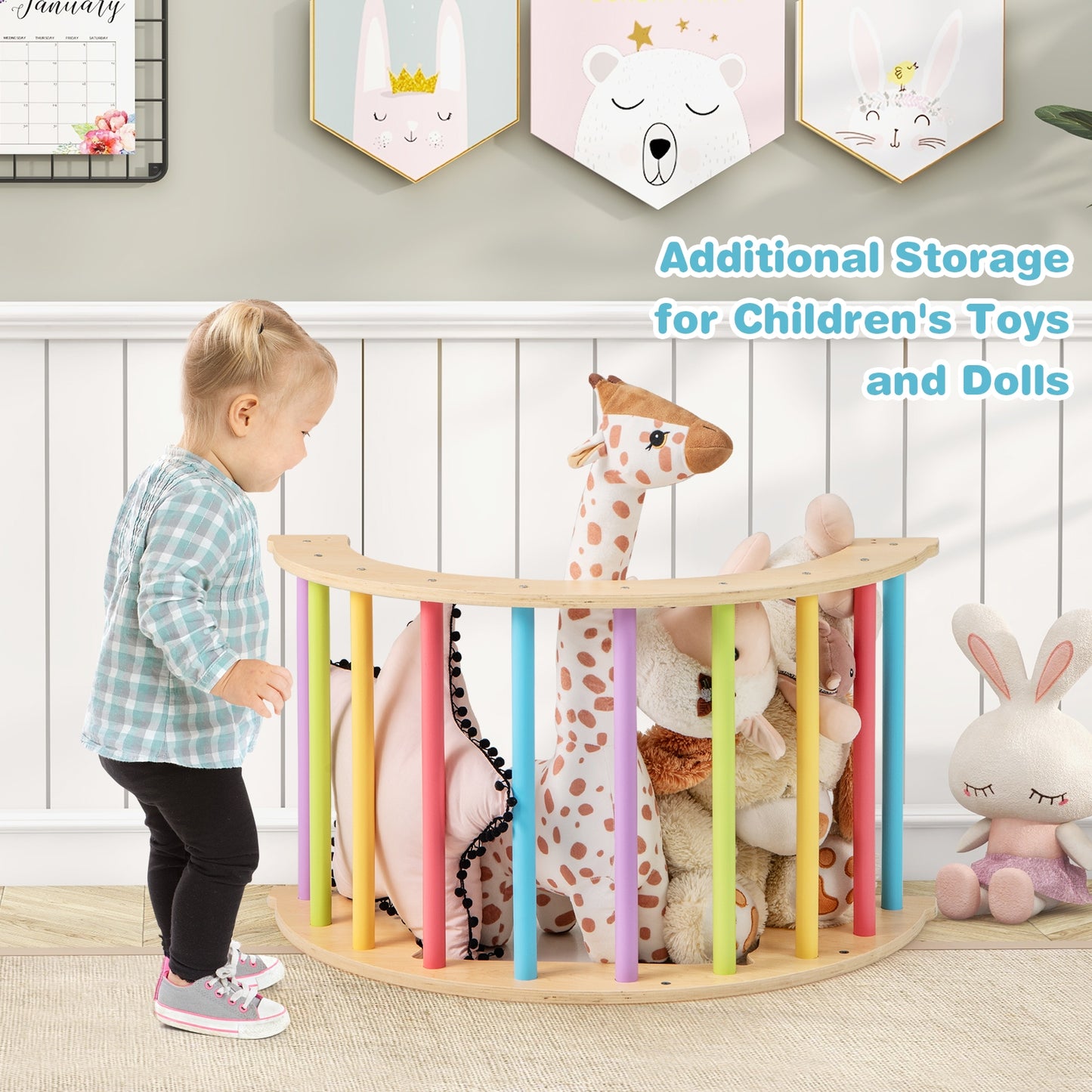 6 in 1 Kids Climbing Arch Playset wIth Removable Cushion and Stoppers-Multicolor Kids Crystal