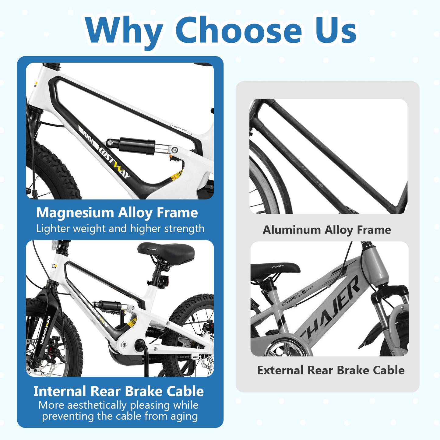 16 Inch Kids Bike Magnesium Alloy Bicycle Adjustable for Aged 4 to 7-16 inches Kids Crystal