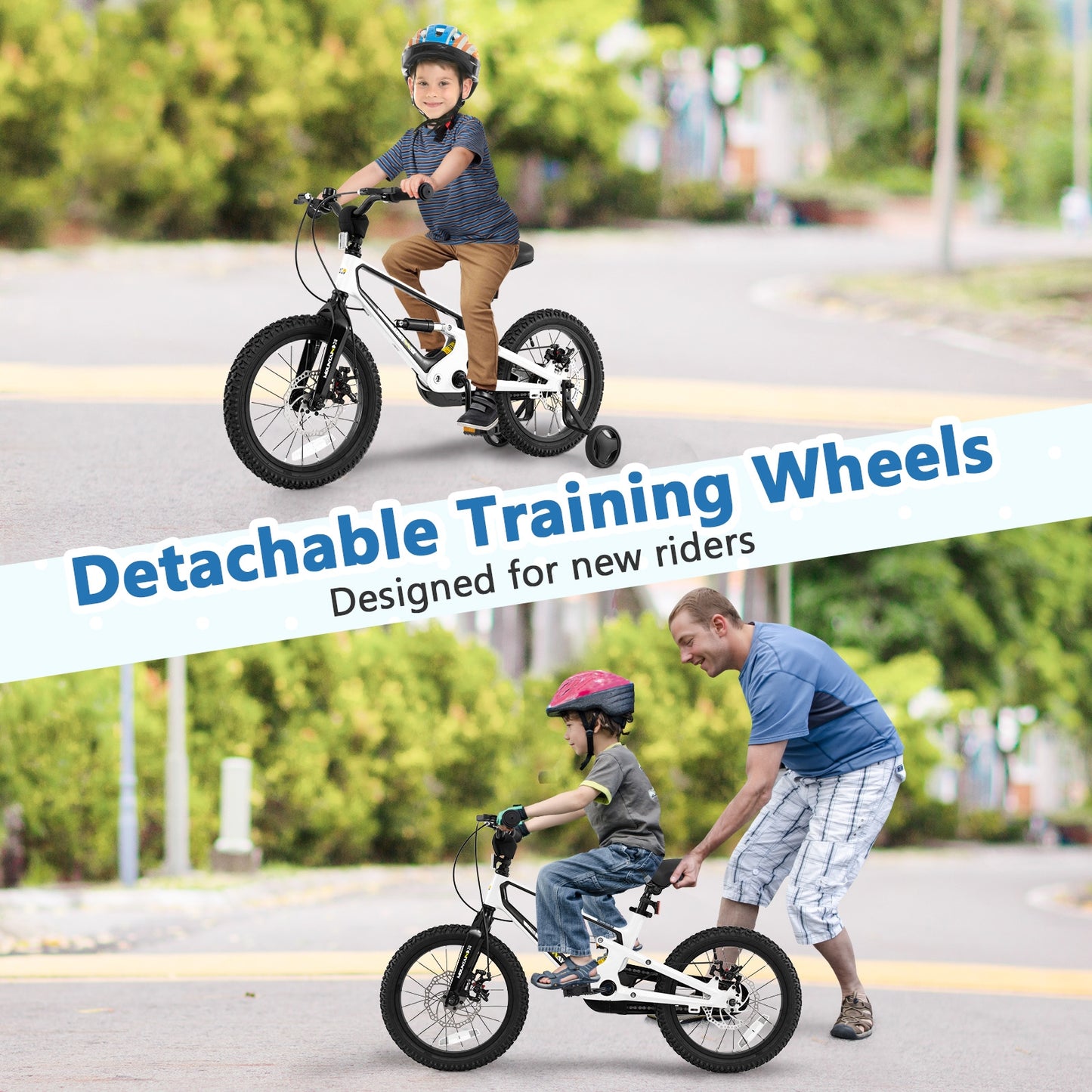 16 Inch Kids Bike Magnesium Alloy Bicycle Adjustable for Aged 4 to 7-16 inches Kids Crystal