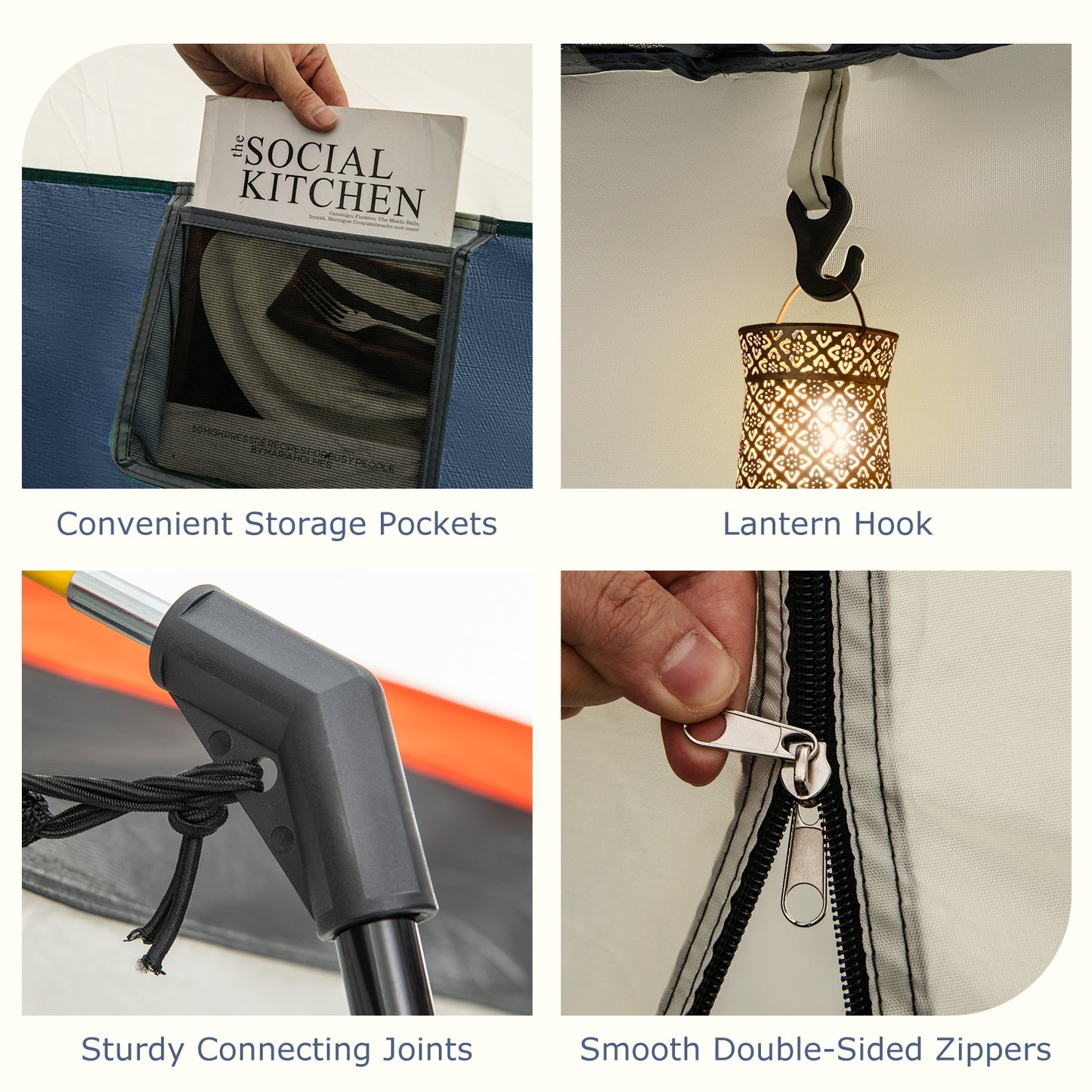 6-8 Person Camping Tent with Double Rooms and 2 Doors-Navy Kids Crystal