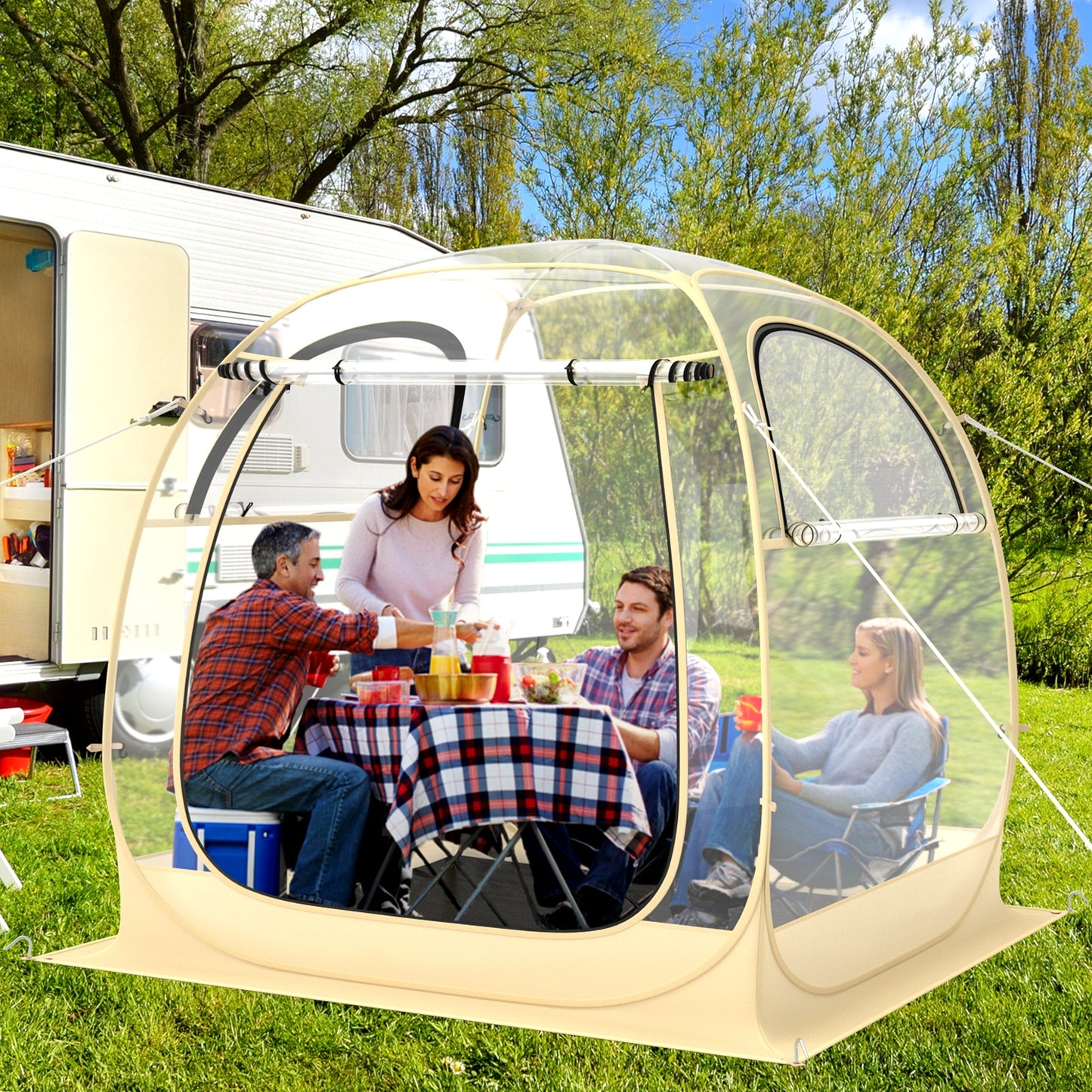 Instant Pop up Sports Tent with Carrying Bag and Floor Mat for 1-2/5-6 People-M Kids Crystal