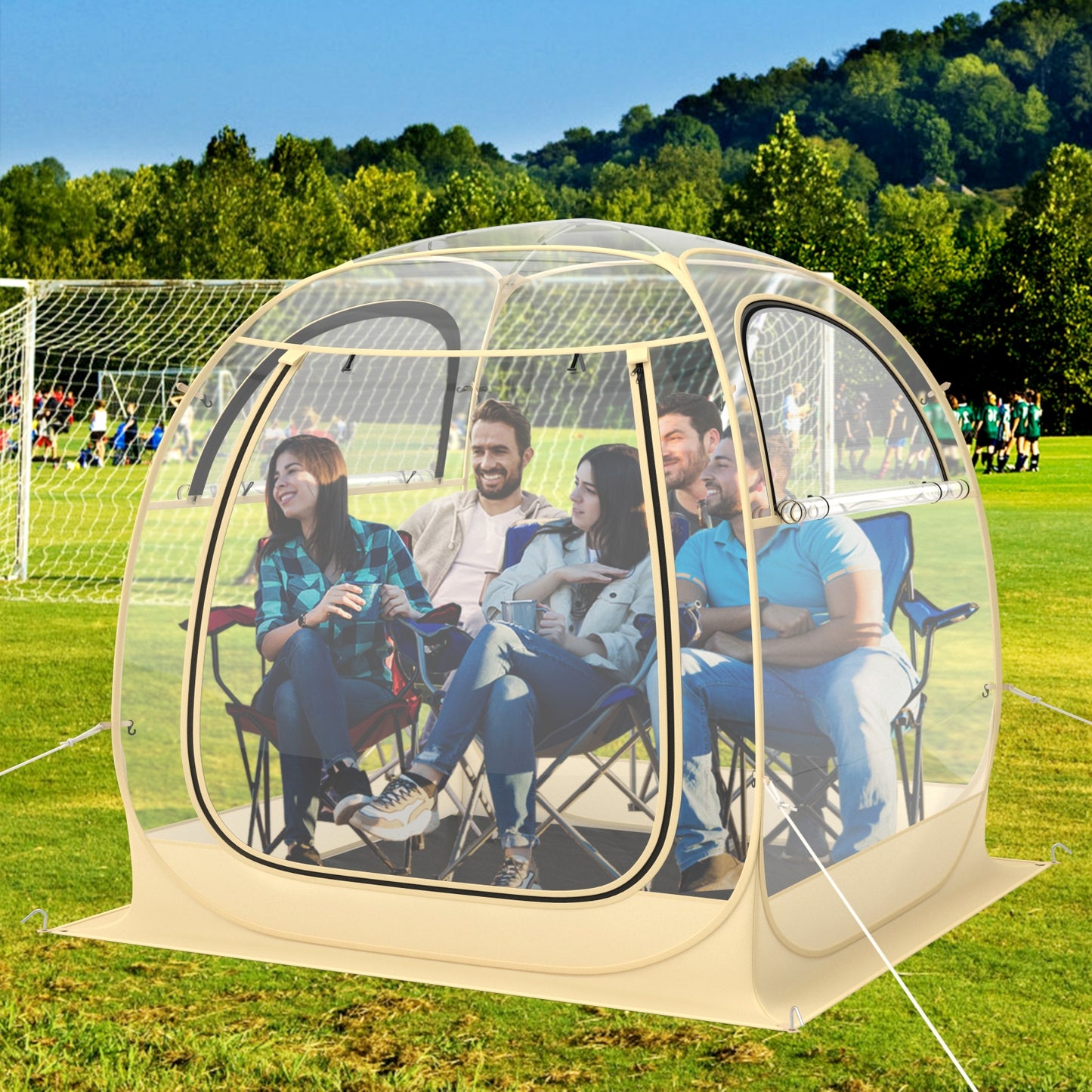 Instant Pop up Sports Tent with Carrying Bag and Floor Mat for 1-2/5-6 People-M Kids Crystal