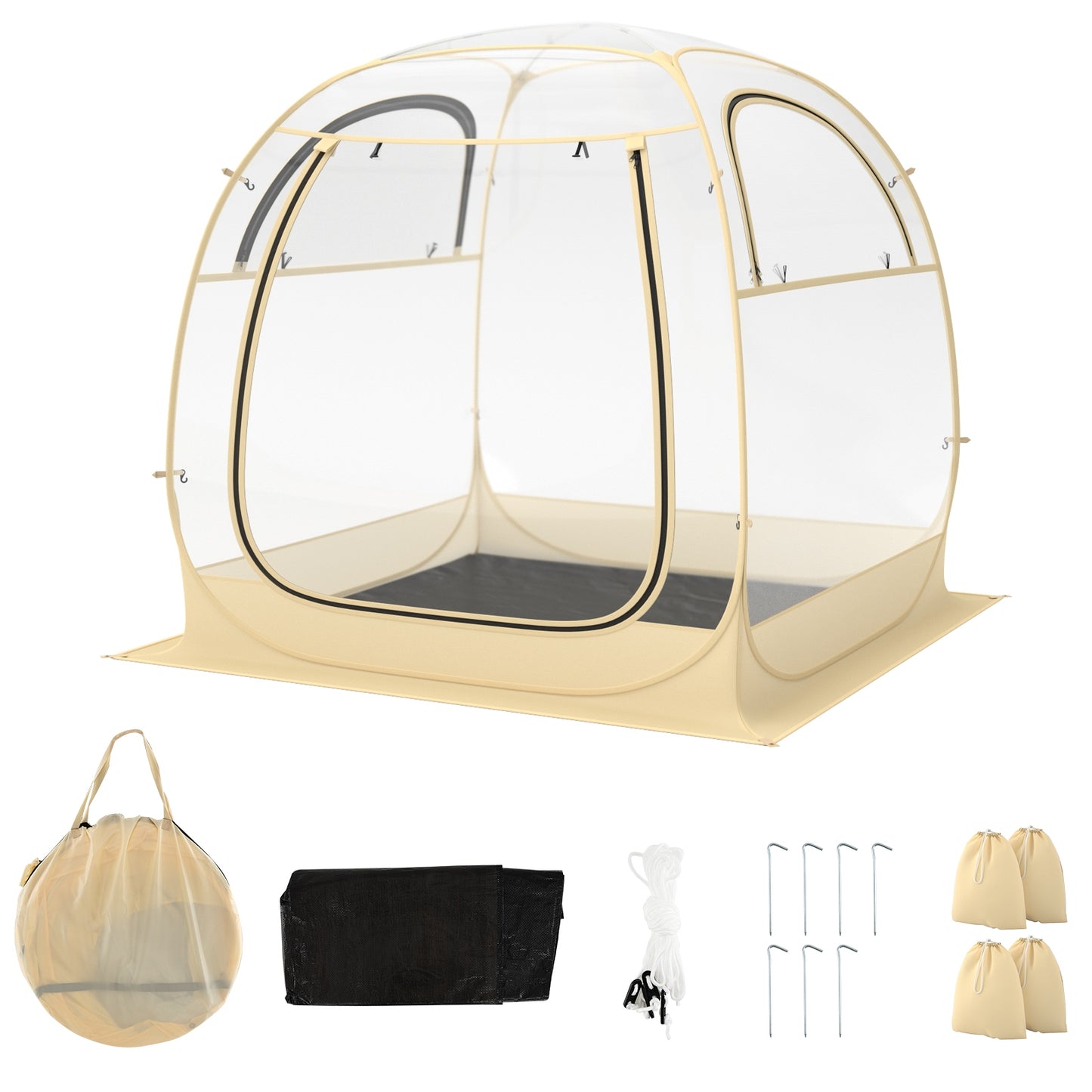 Instant Pop up Sports Tent with Carrying Bag and Floor Mat for 1-2/5-6 People-M Kids Crystal