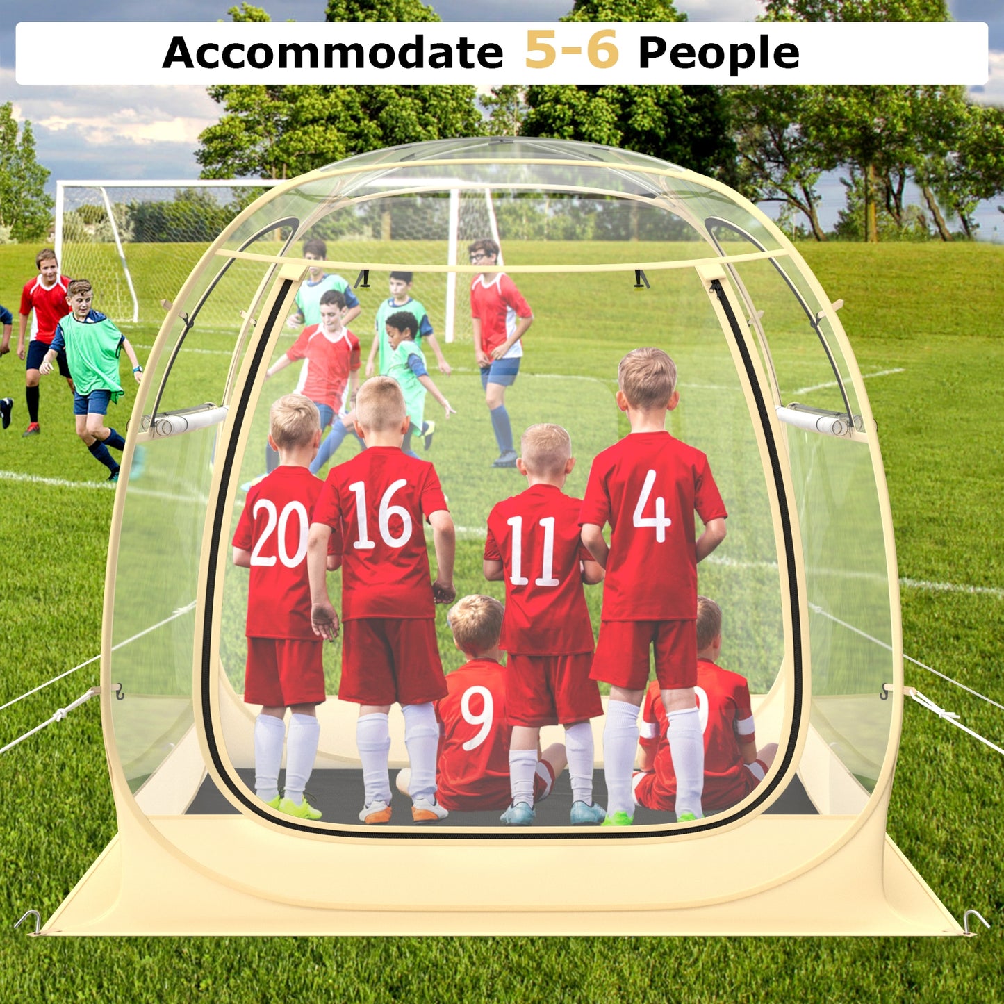 Instant Pop up Sports Tent with Carrying Bag and Floor Mat for 1-2/5-6 People-M Kids Crystal