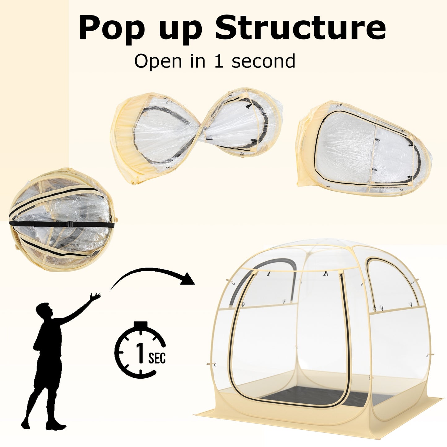 Instant Pop up Sports Tent with Carrying Bag and Floor Mat for 1-2/5-6 People-M Kids Crystal