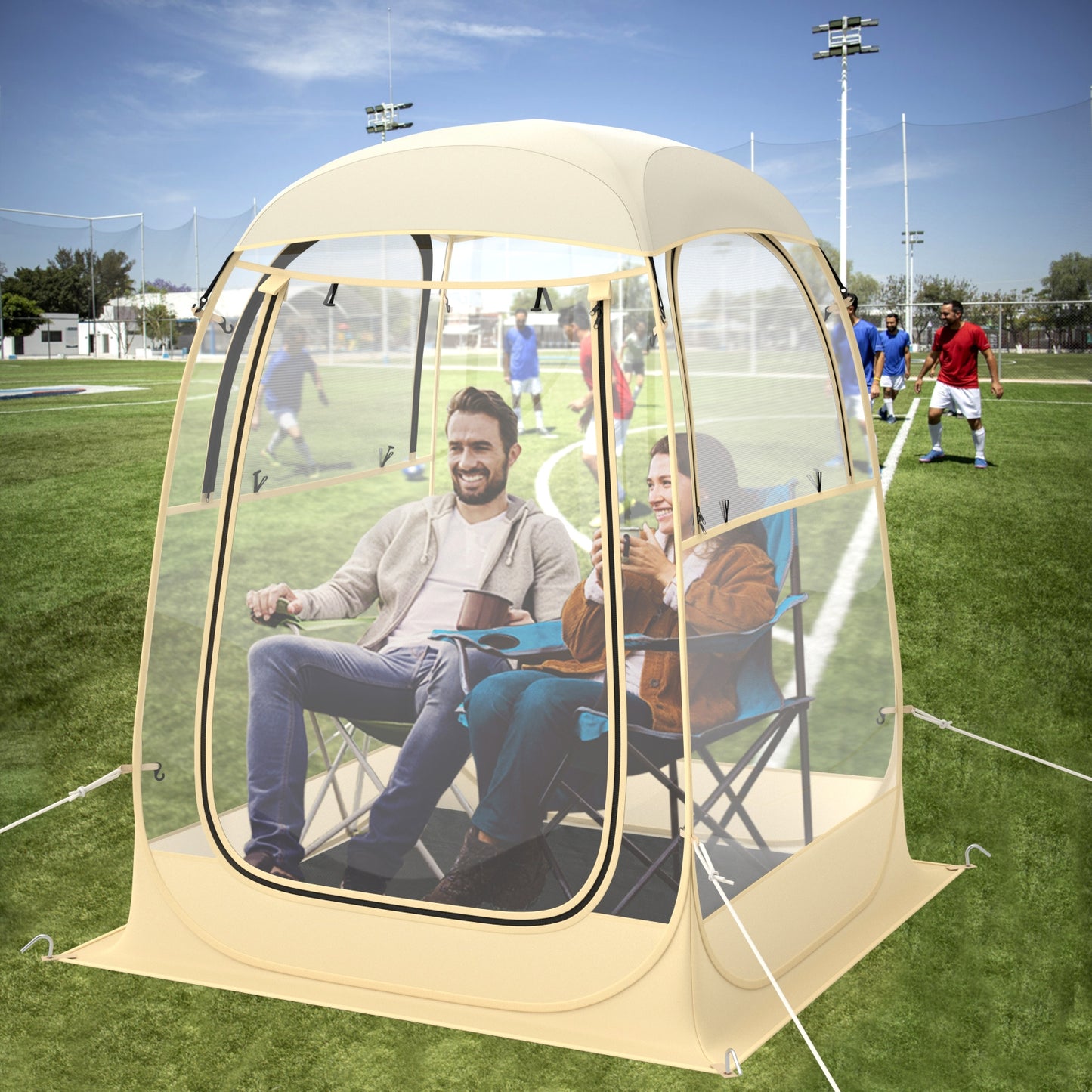 Instant Pop up Sports Tent with Carrying Bag and Floor Mat for 1-2/5-6 People-S Kids Crystal