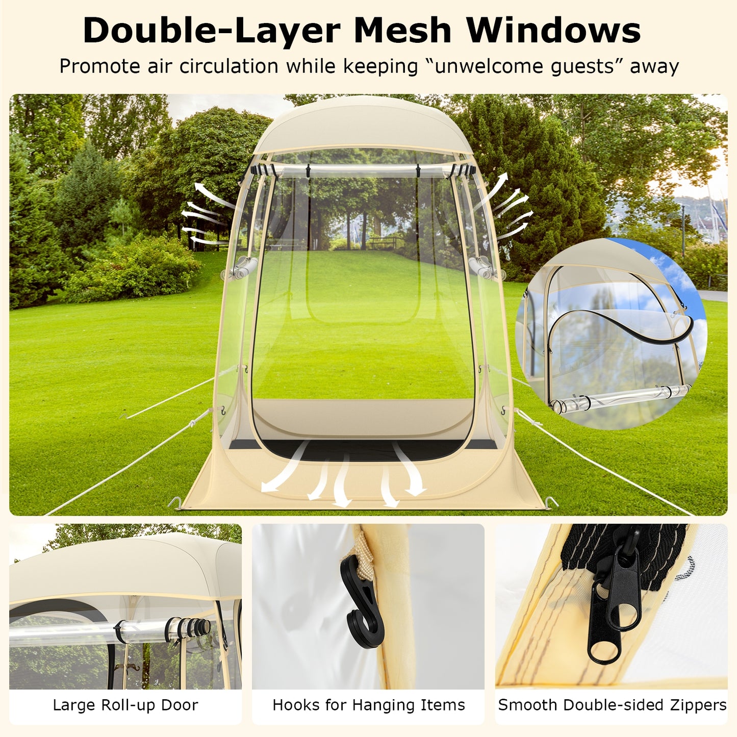 Instant Pop up Sports Tent with Carrying Bag and Floor Mat for 1-2/5-6 People-S Kids Crystal