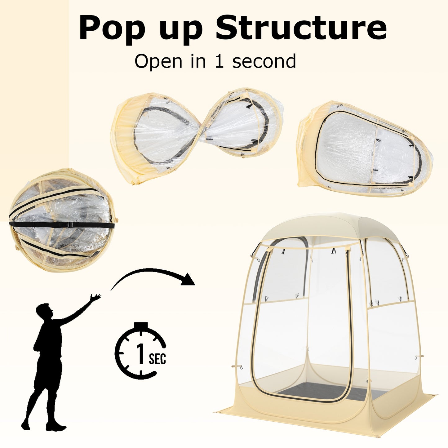Instant Pop up Sports Tent with Carrying Bag and Floor Mat for 1-2/5-6 People-S Kids Crystal