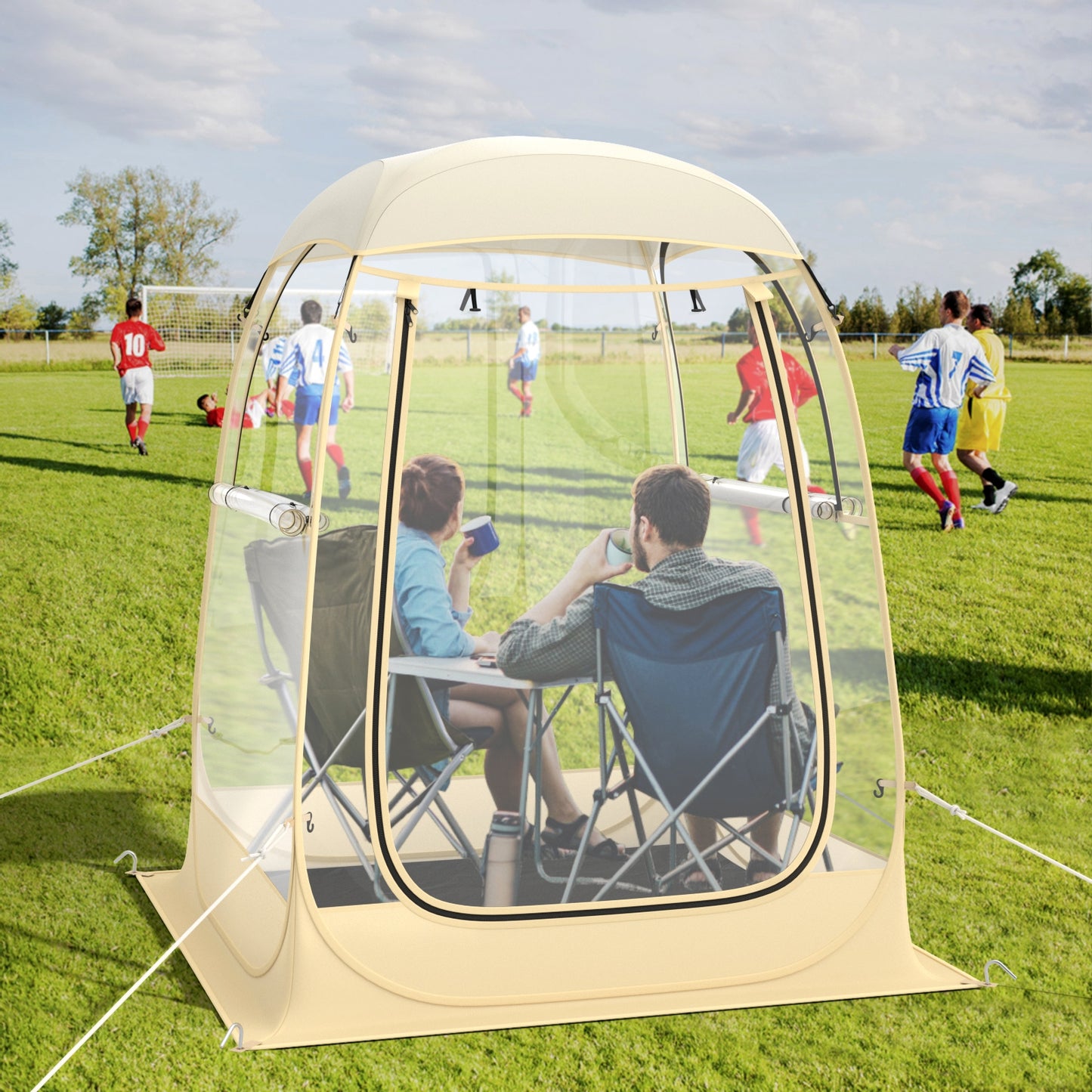 Instant Pop up Sports Tent with Carrying Bag and Floor Mat for 1-2/5-6 People-S Kids Crystal