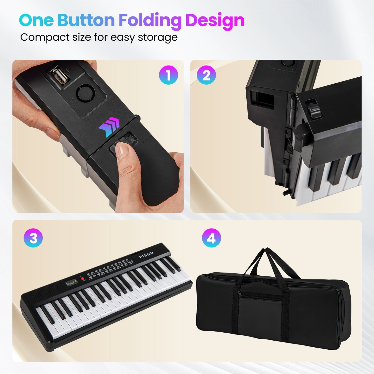 88 Key Foldable Electric Keyboard Piano with Wireless MIDI and Dual Speakers-Black Kids Crystal