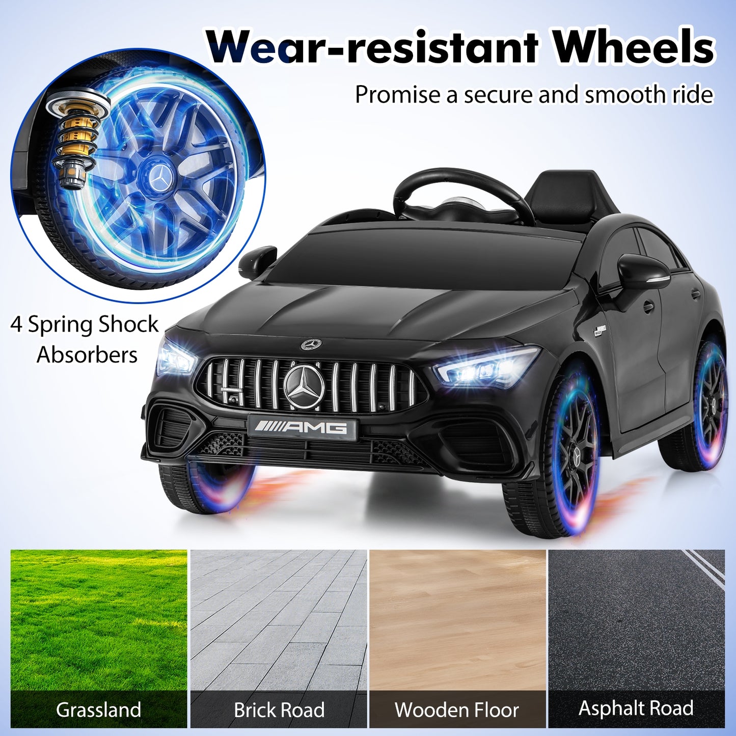 12V Kids Ride on Car Mercedes-Benz AMG CLA 45 with Remote-Black Kids Crystal